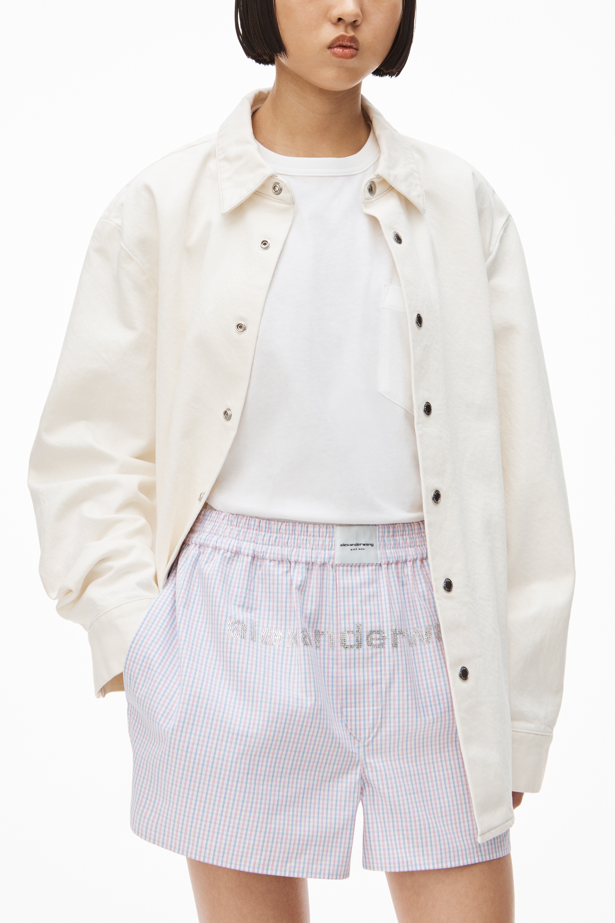 CHECK CRYSTAL LOGO BOXER SHORT IN COTTON - 6