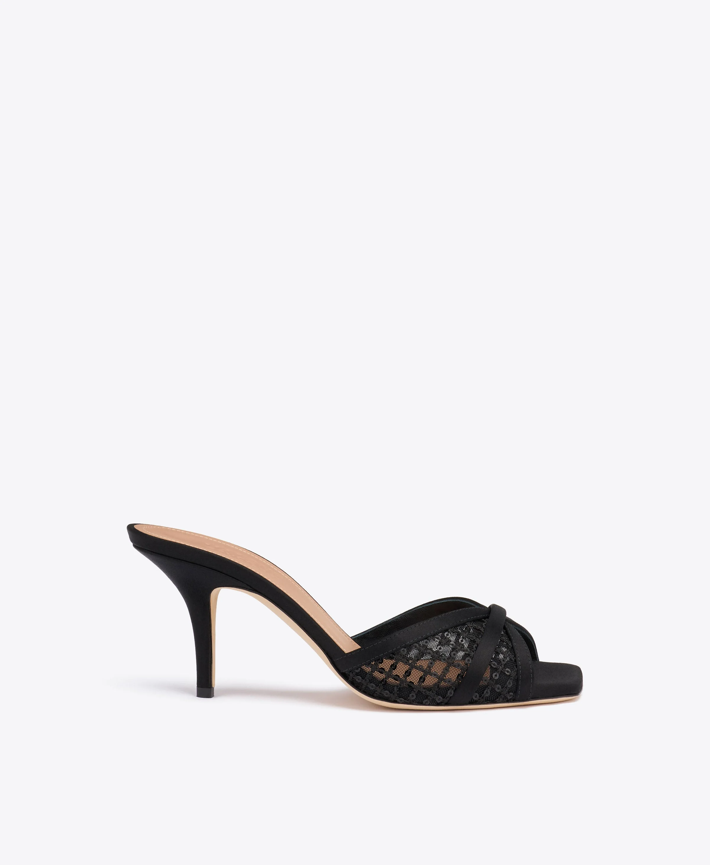 Perla 70 Black Sequin Mesh Sandals - 1