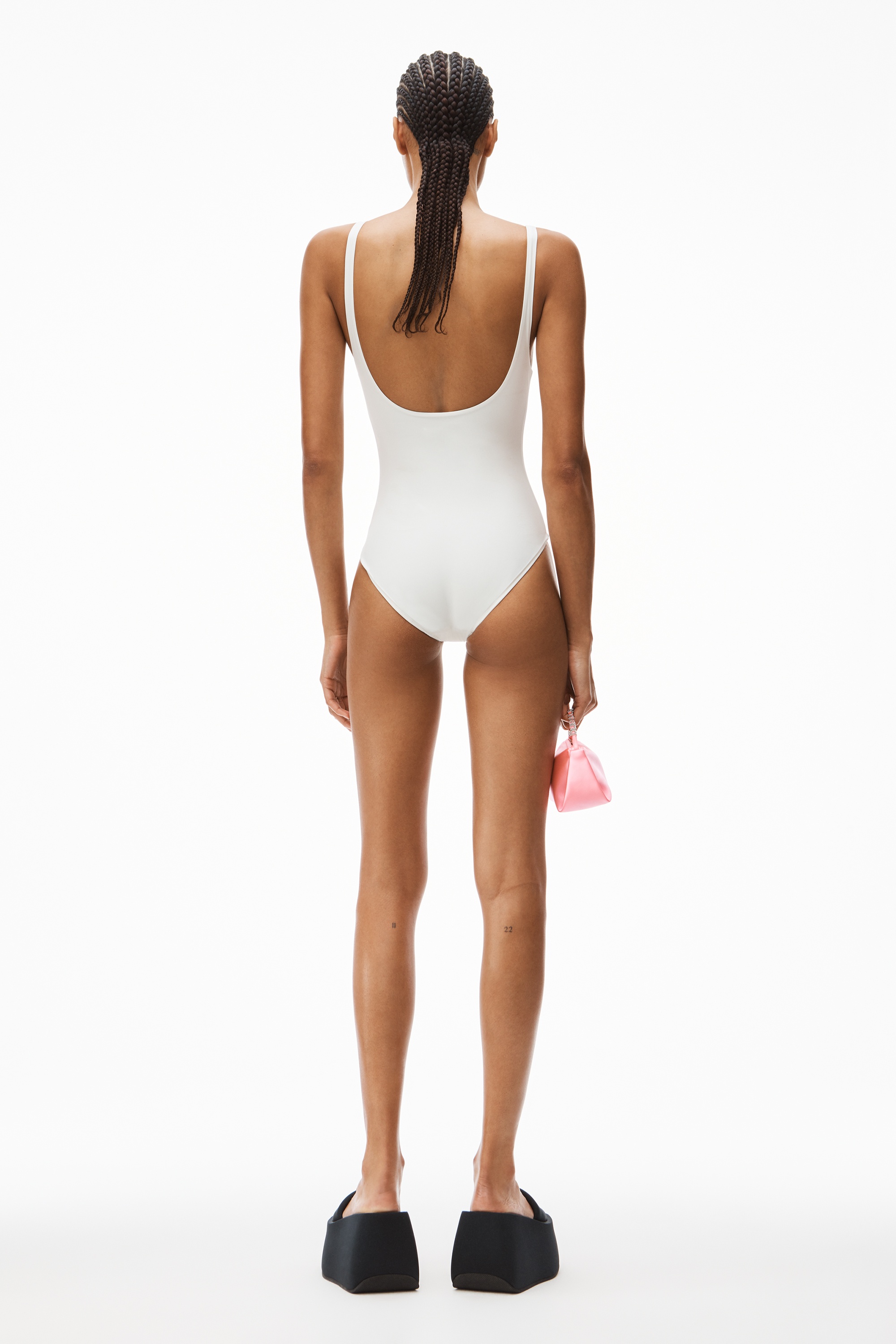 DIAMANTE LOGO CHARM SWIMSUIT IN JERSEY - 4