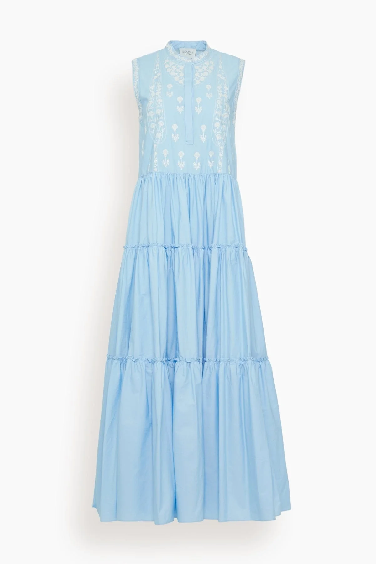 Sleeveless Embroidery Dress in Teal - 1