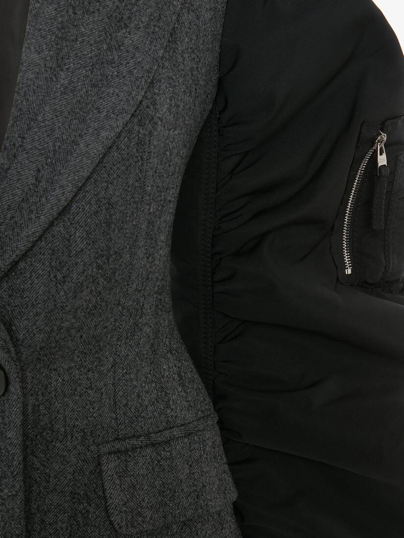 Exploded Parka Sleeves Tailored Jacket in Grey Melange - 5