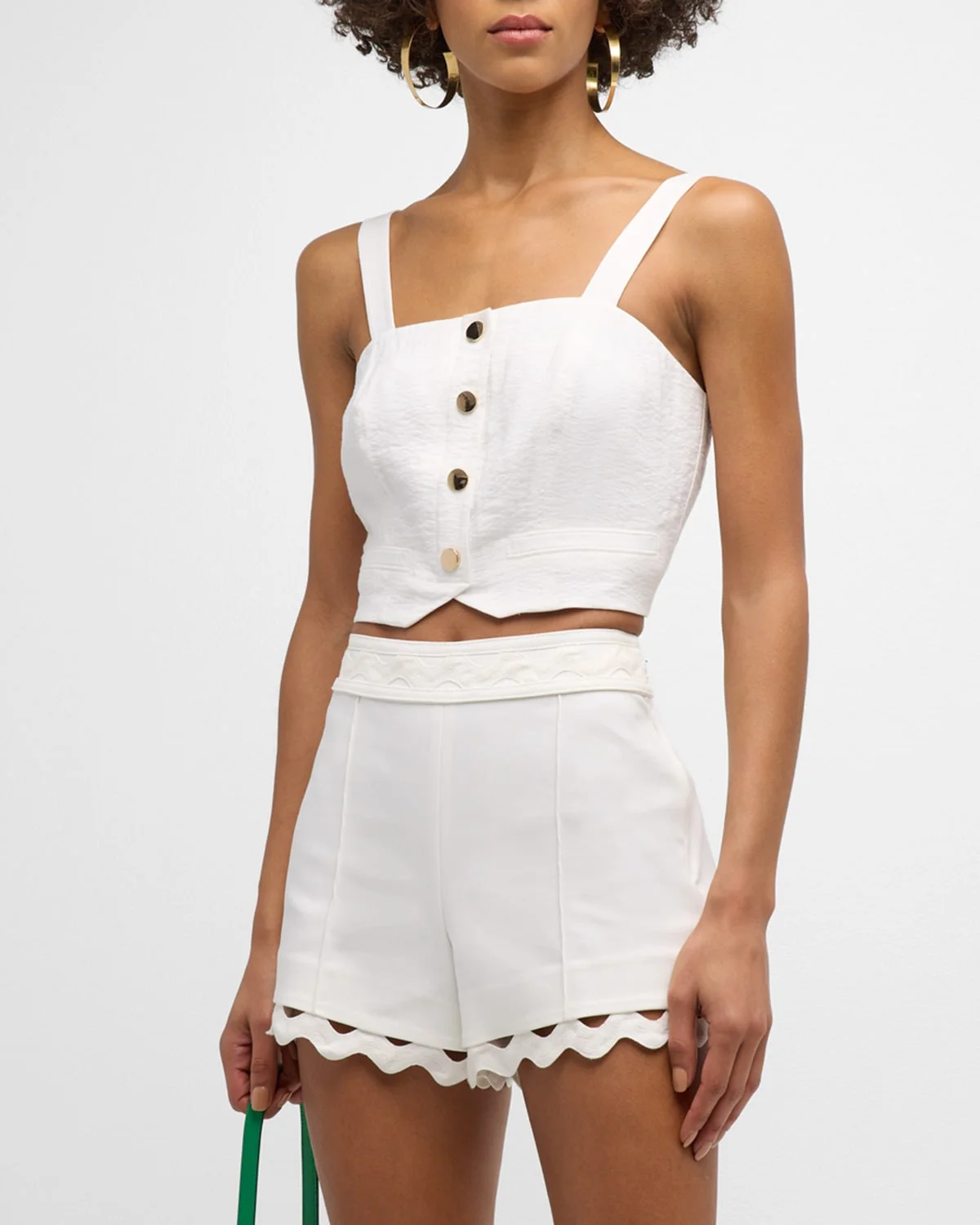 Gabi Button-Front Crop Top - 1