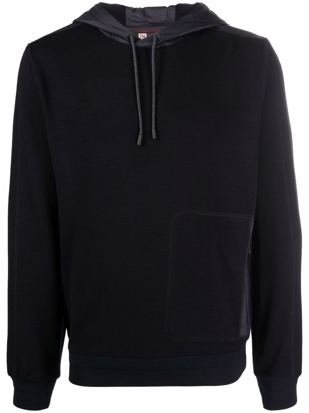 rib-trimmed wool hoodie - 1