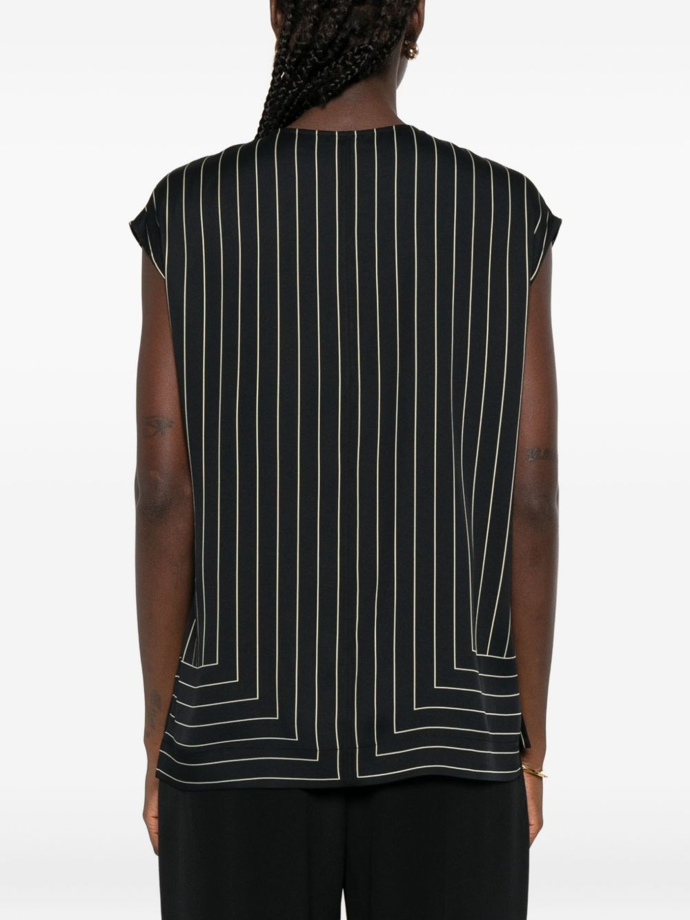 sleeveless geometric-striped top - 4