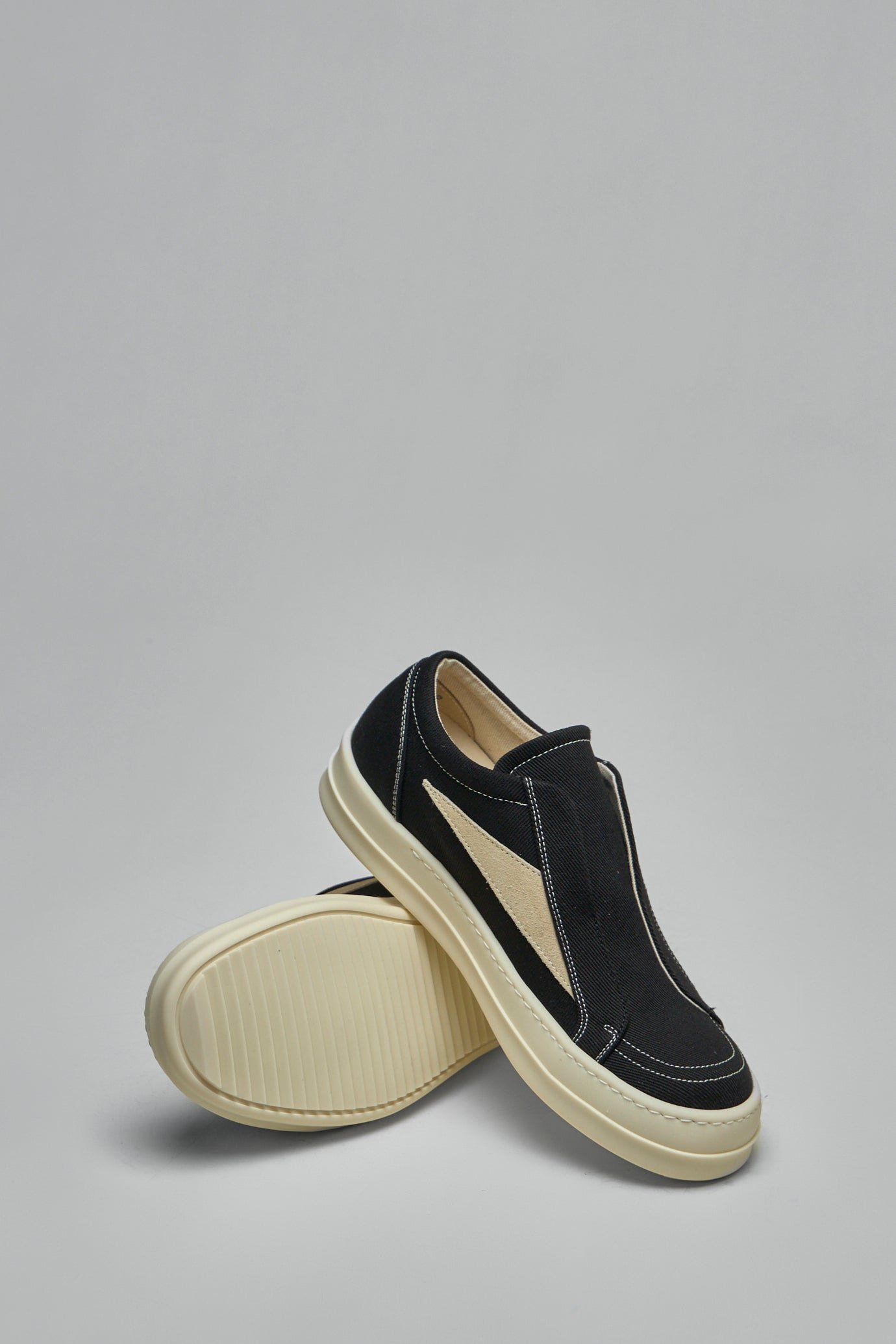 Overdyed Denim Suede Laceless Vintage Sneakers - 5