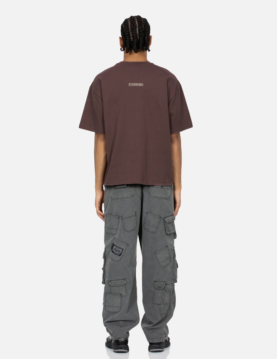 Rock-textured Print and Logo Embroidery Loose Fit T-shirt - 6