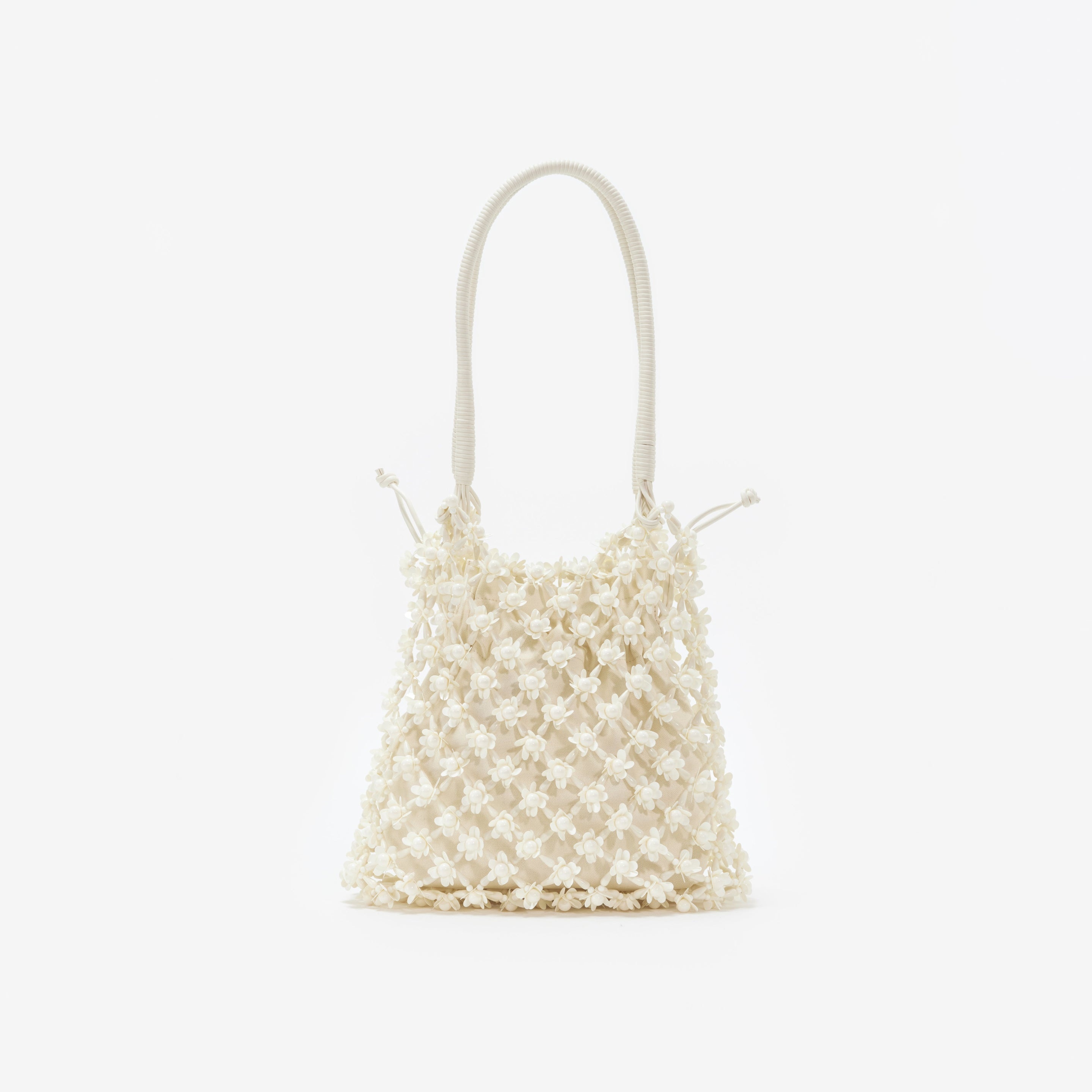 Cream Beaded Medium Tote - 1