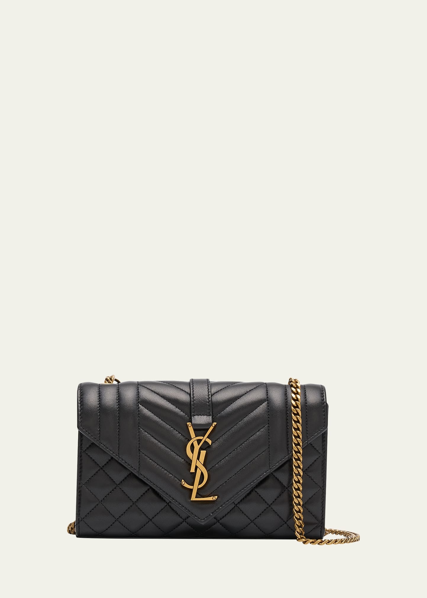 Envelope Triquilt Small YSL Shoulder Bag in Smooth Leather - 1