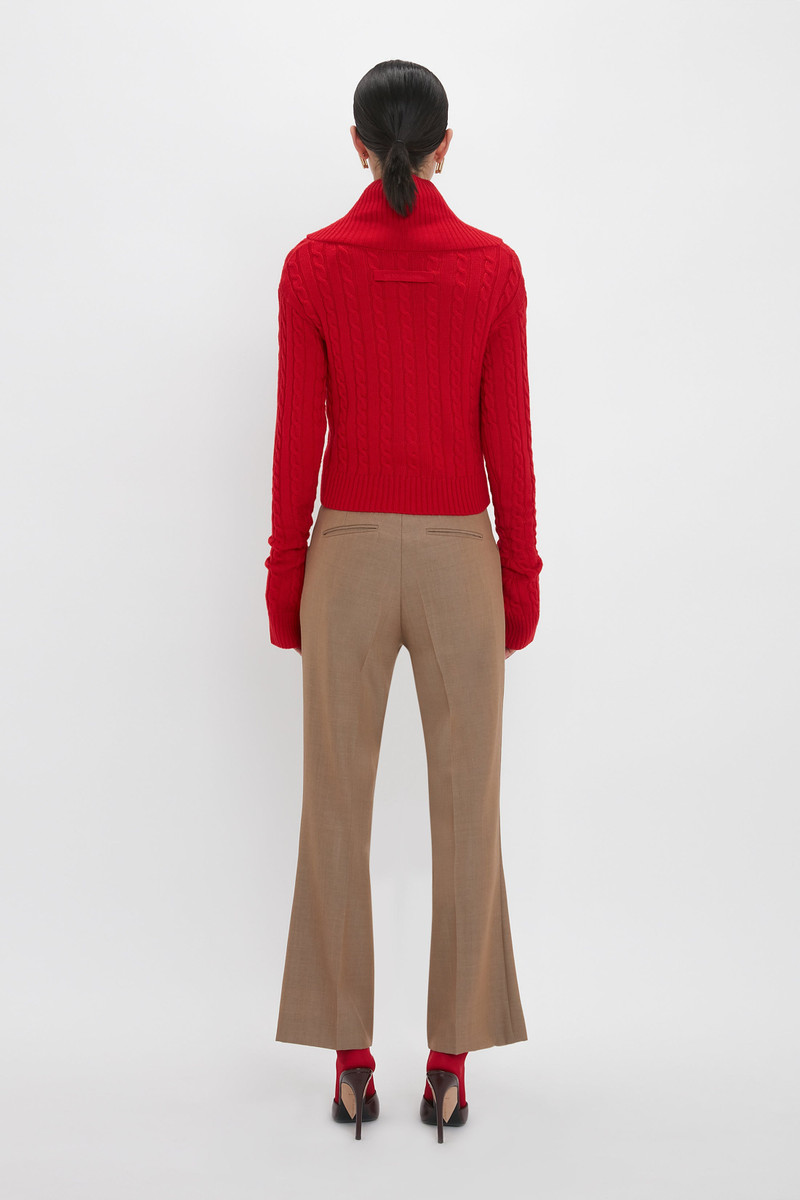 Wide Cropped Flare Trouser In Tobacco 4