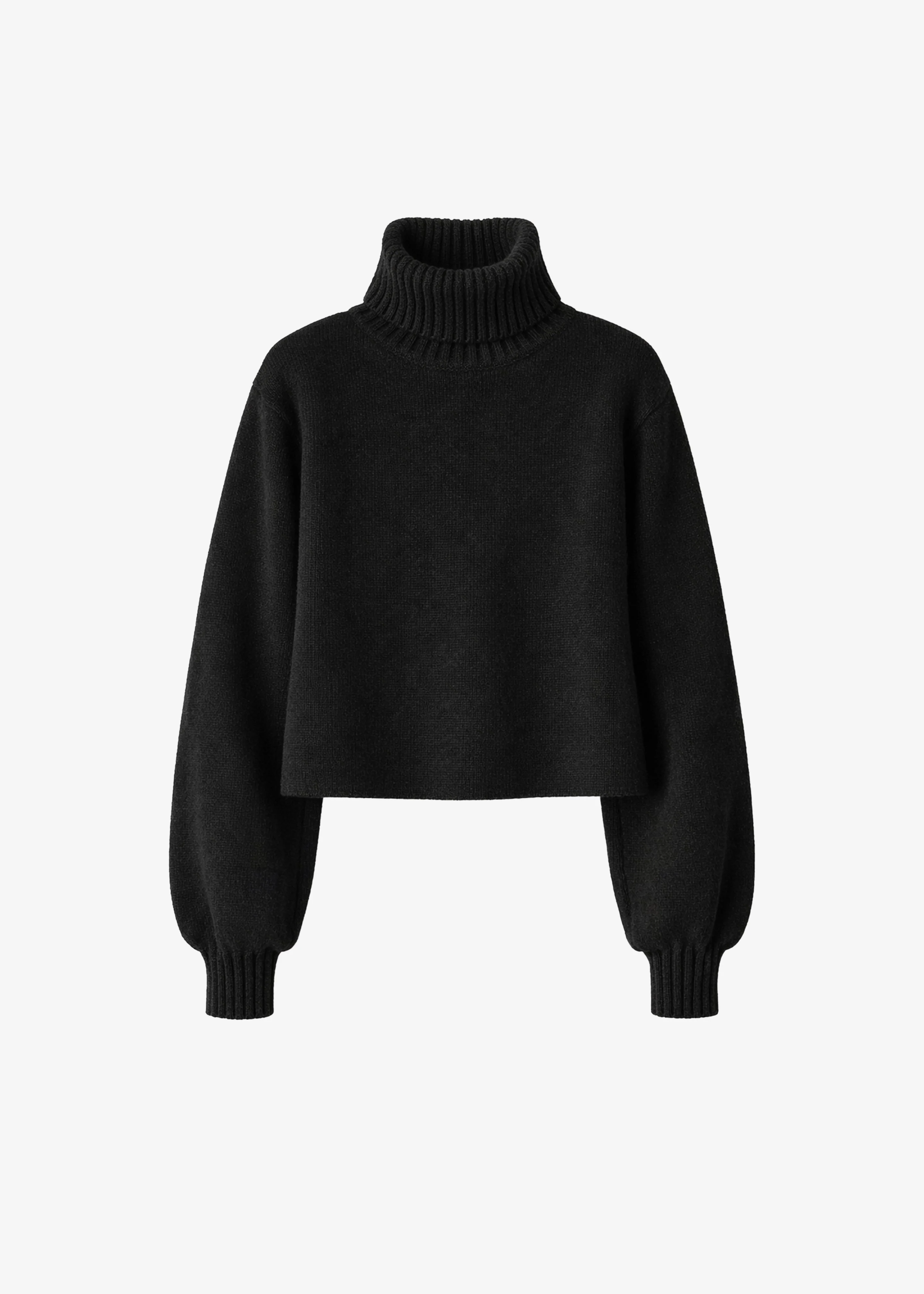 Elly Balloon Sleeve Turtleneck Sweater - Black - 1