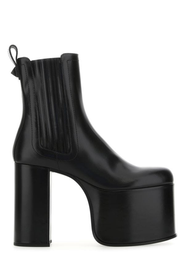Valentino Garavani Woman Black Leather Club Ankle Boots - 1