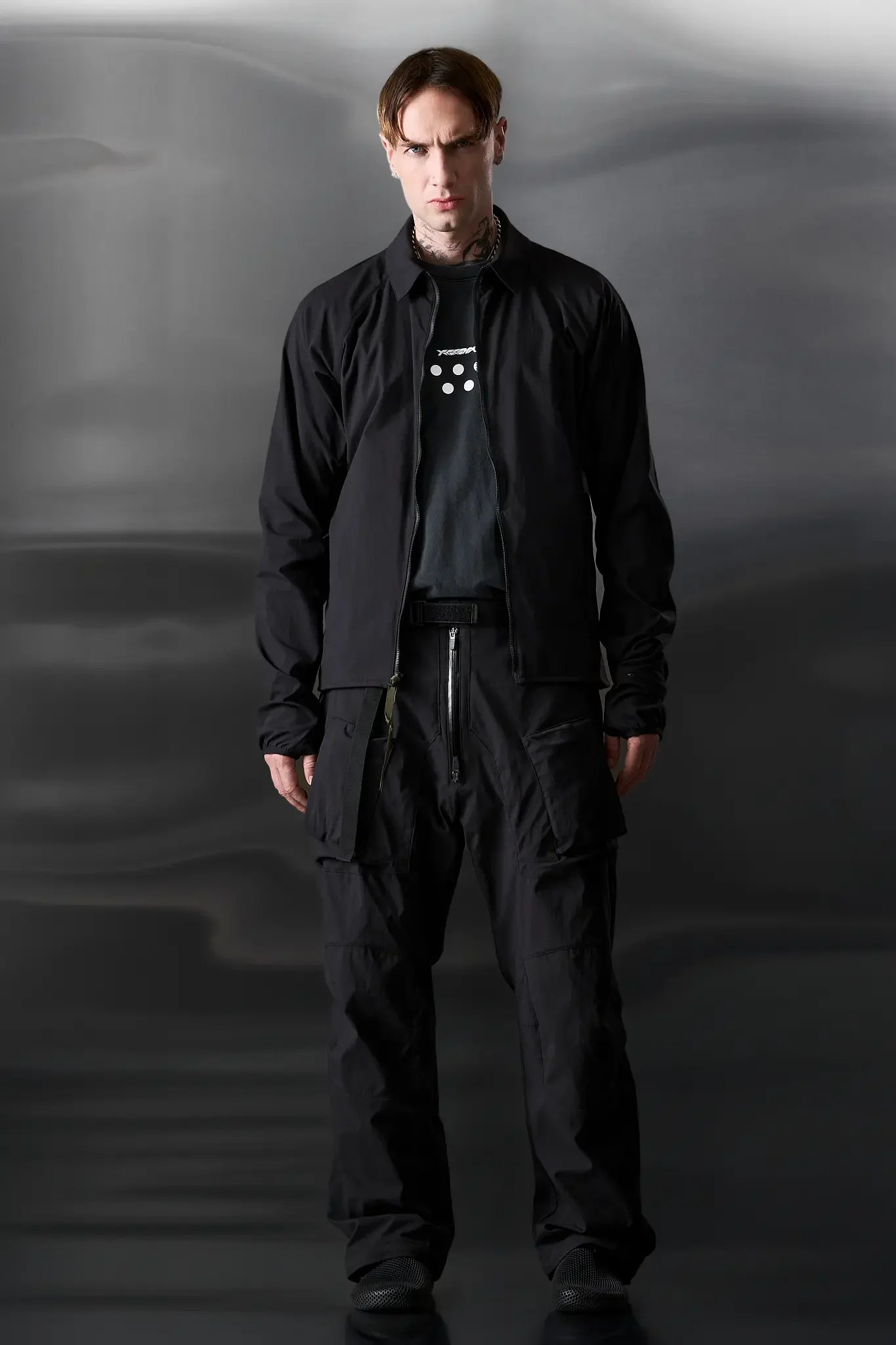 LA14-M Nylon Stretch Shirt Jacket Black - 1