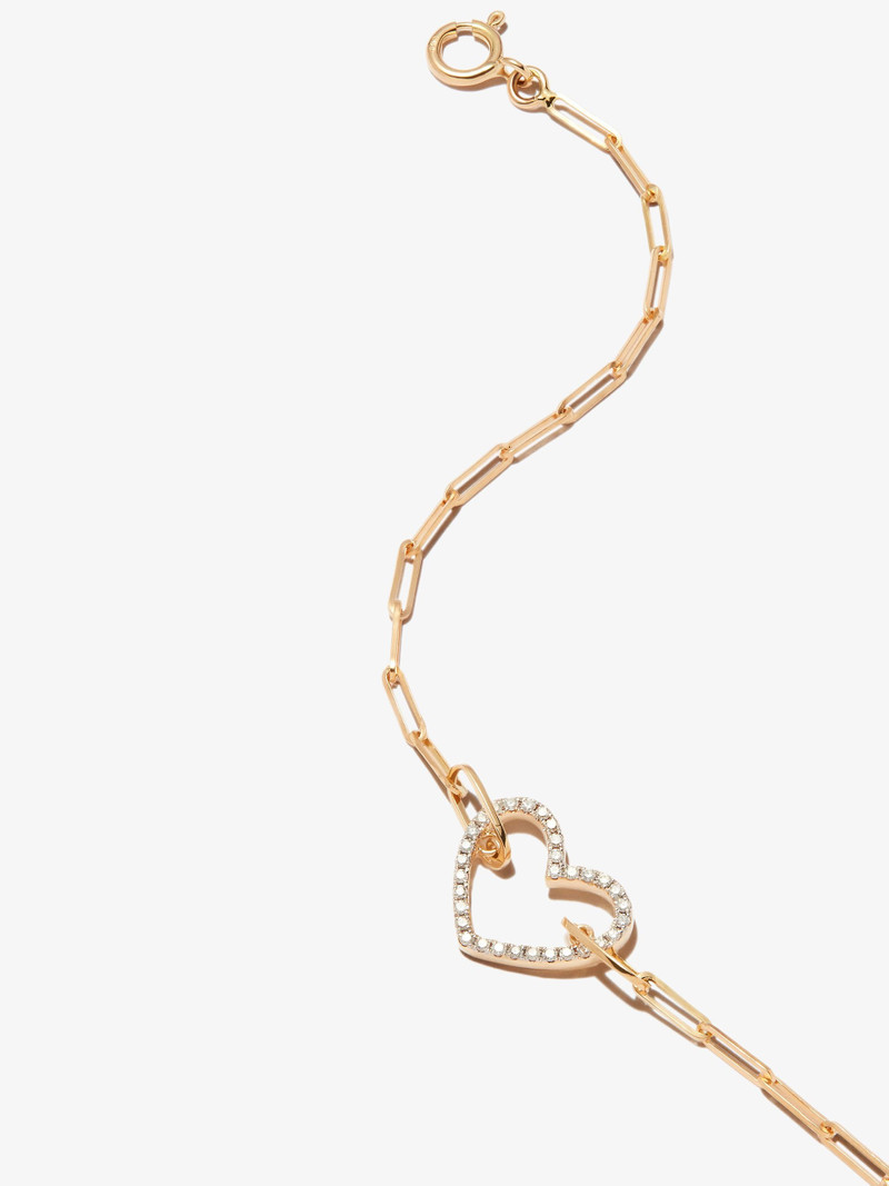 Yvonne Léon 18K yellow gold diamond heart chain bracelet outlook
