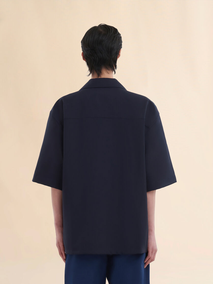DEEP BLUE TROPICAL WOOL BOWLING SHIRT WITH MARNI MENDING - 3