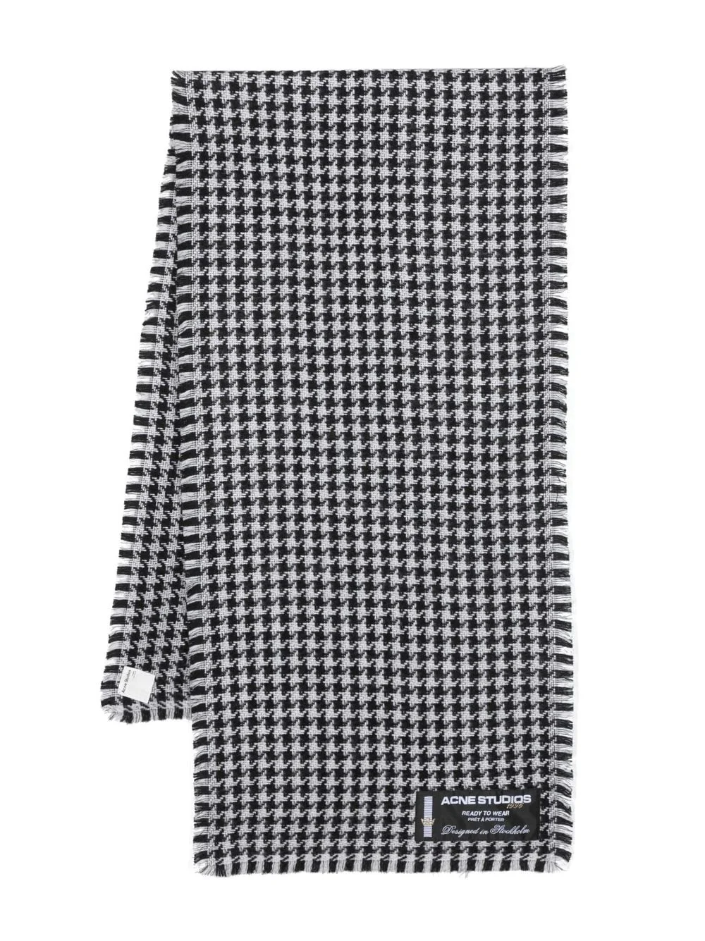 houndstooth frayed-trim scarf - 1