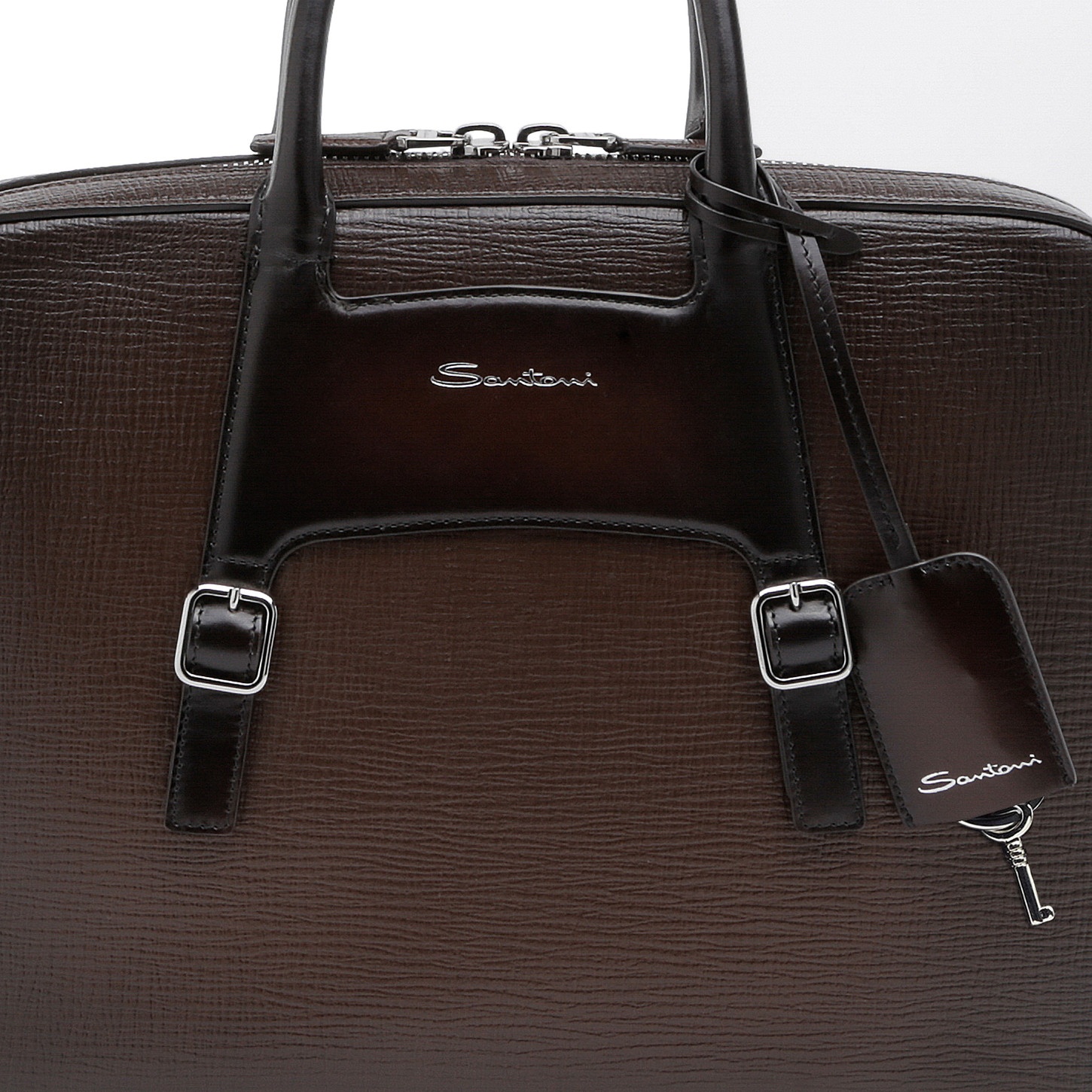 Brown embossed leather briefcase - 4