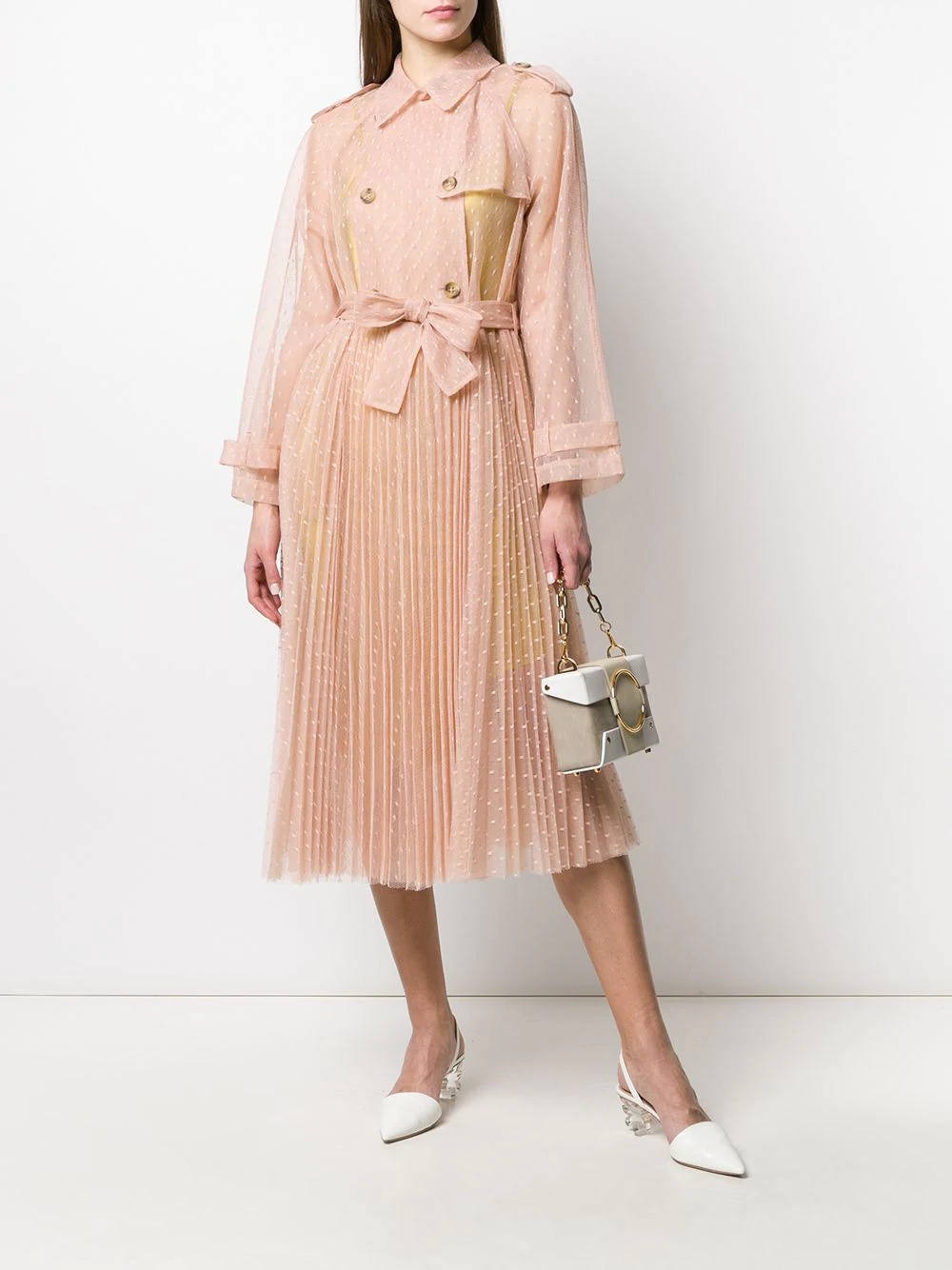 tulle sheer trench coat - 2