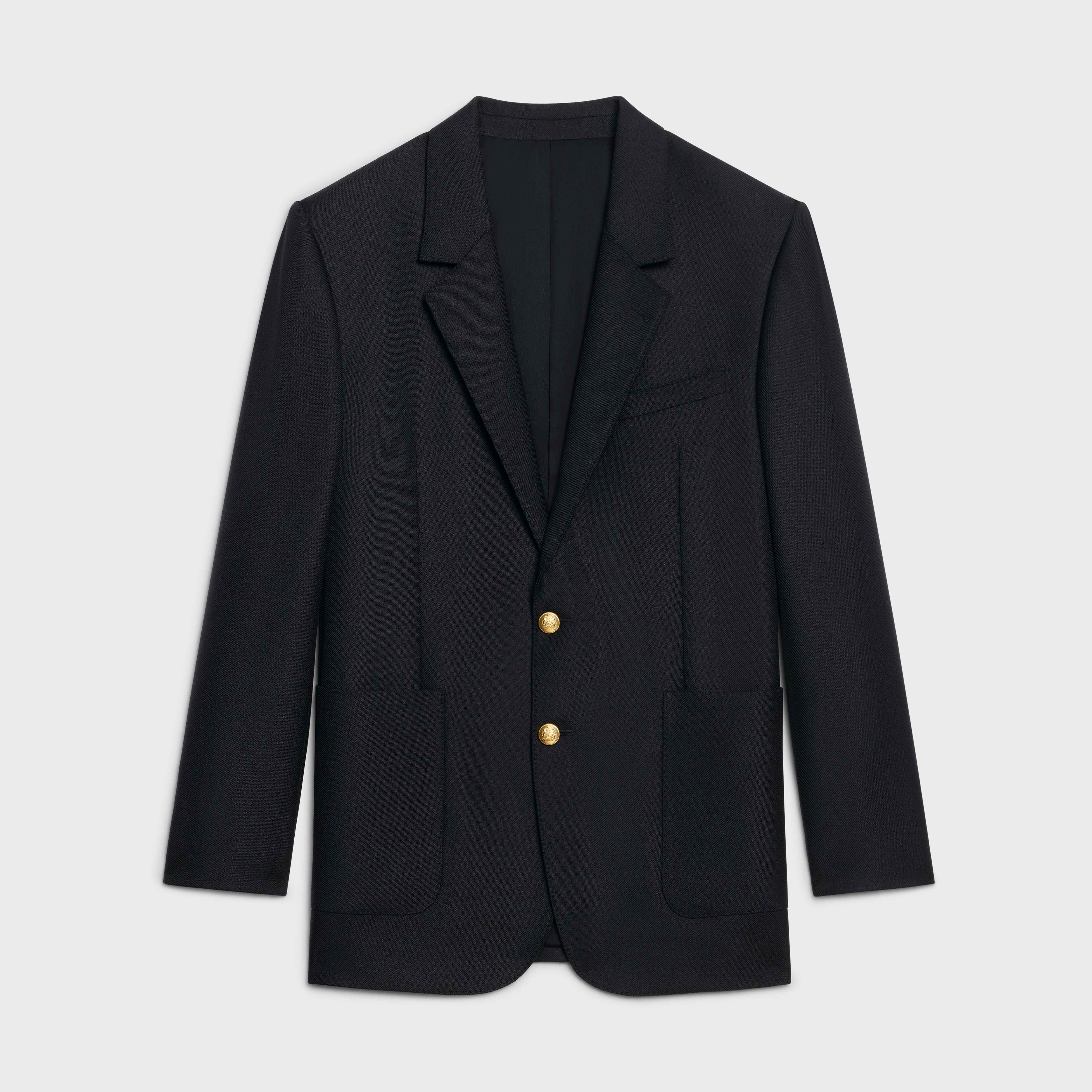 【CELINE】JUDE JACKET●2V06J86901XB jude jacket in wool and cashmere flannel - ANTHRACITE/NOIR