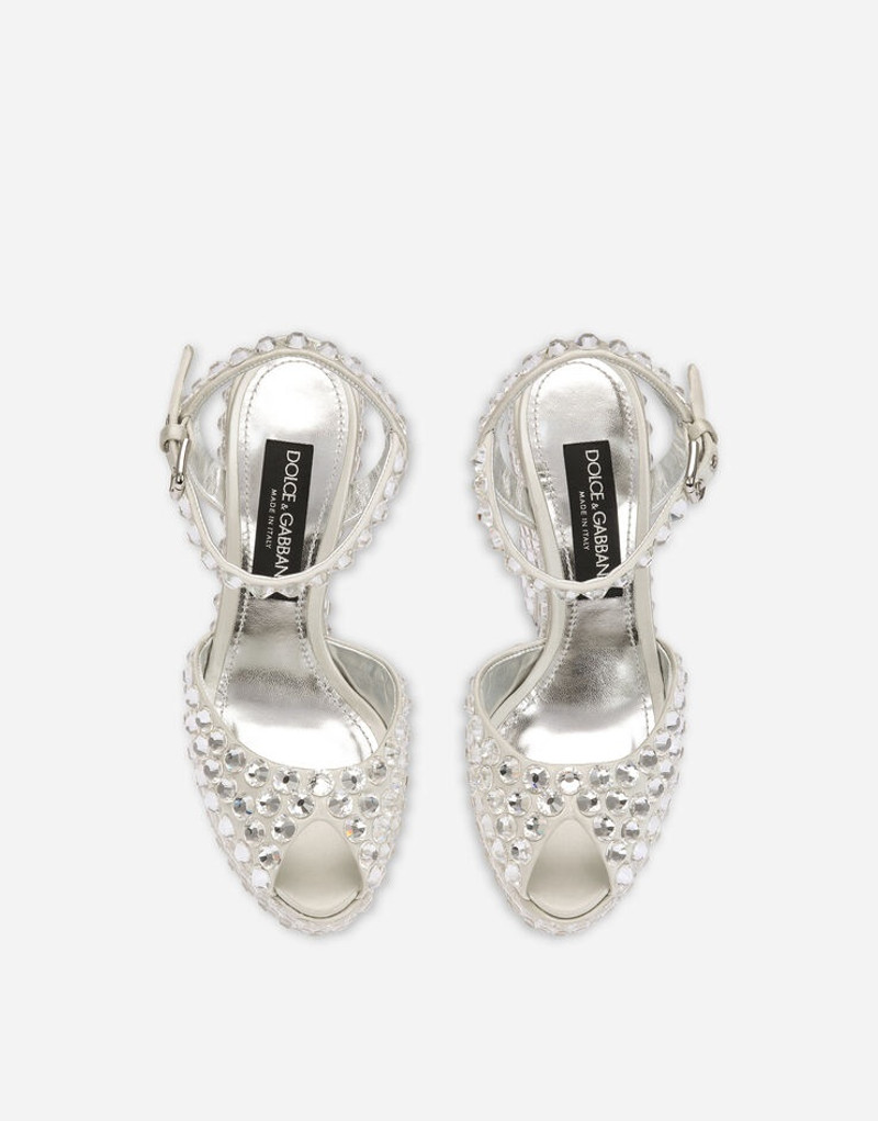Satin platforms with fusible rhinestones 4
