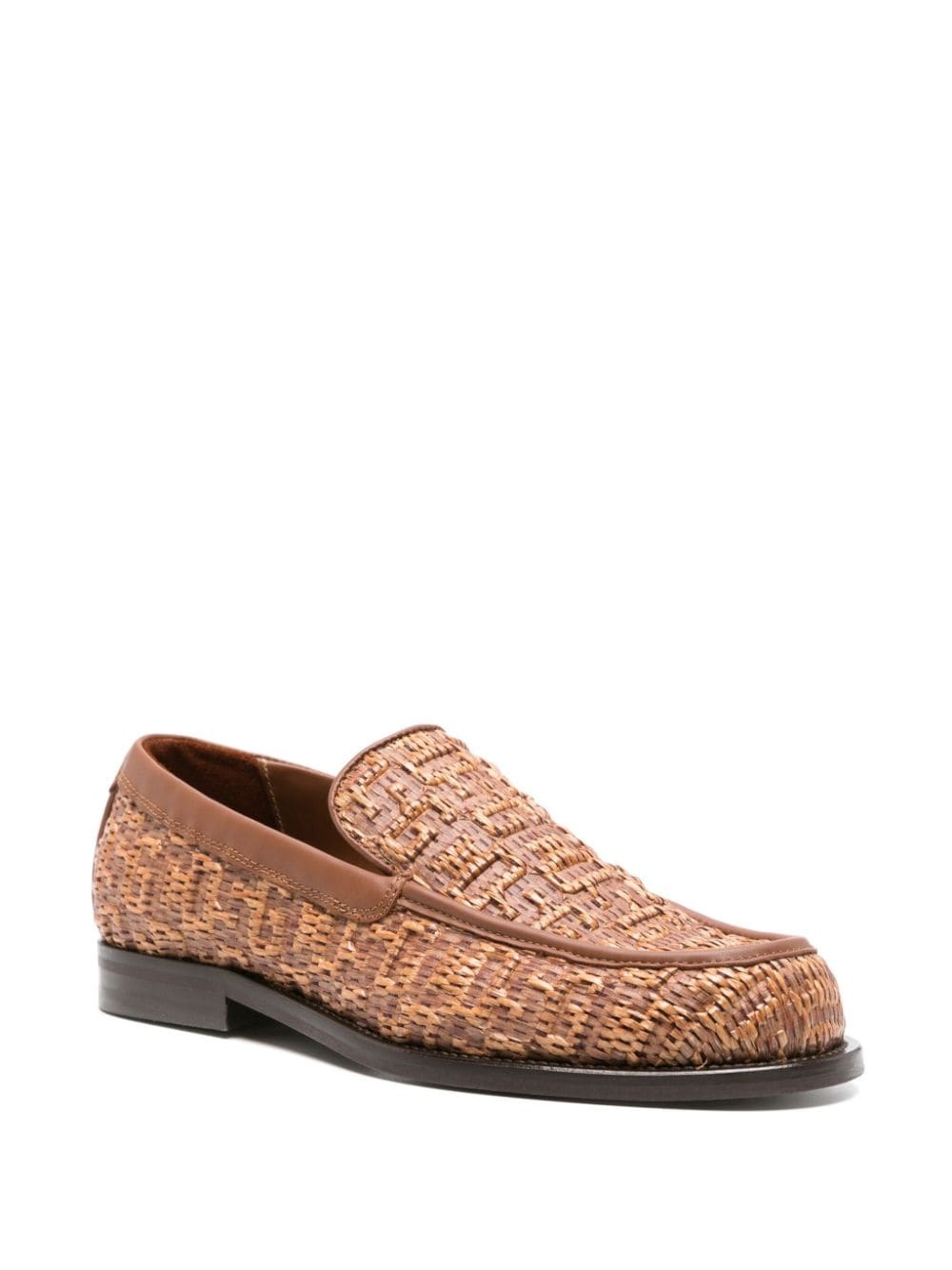monogram-embossed raffia loafers - 2