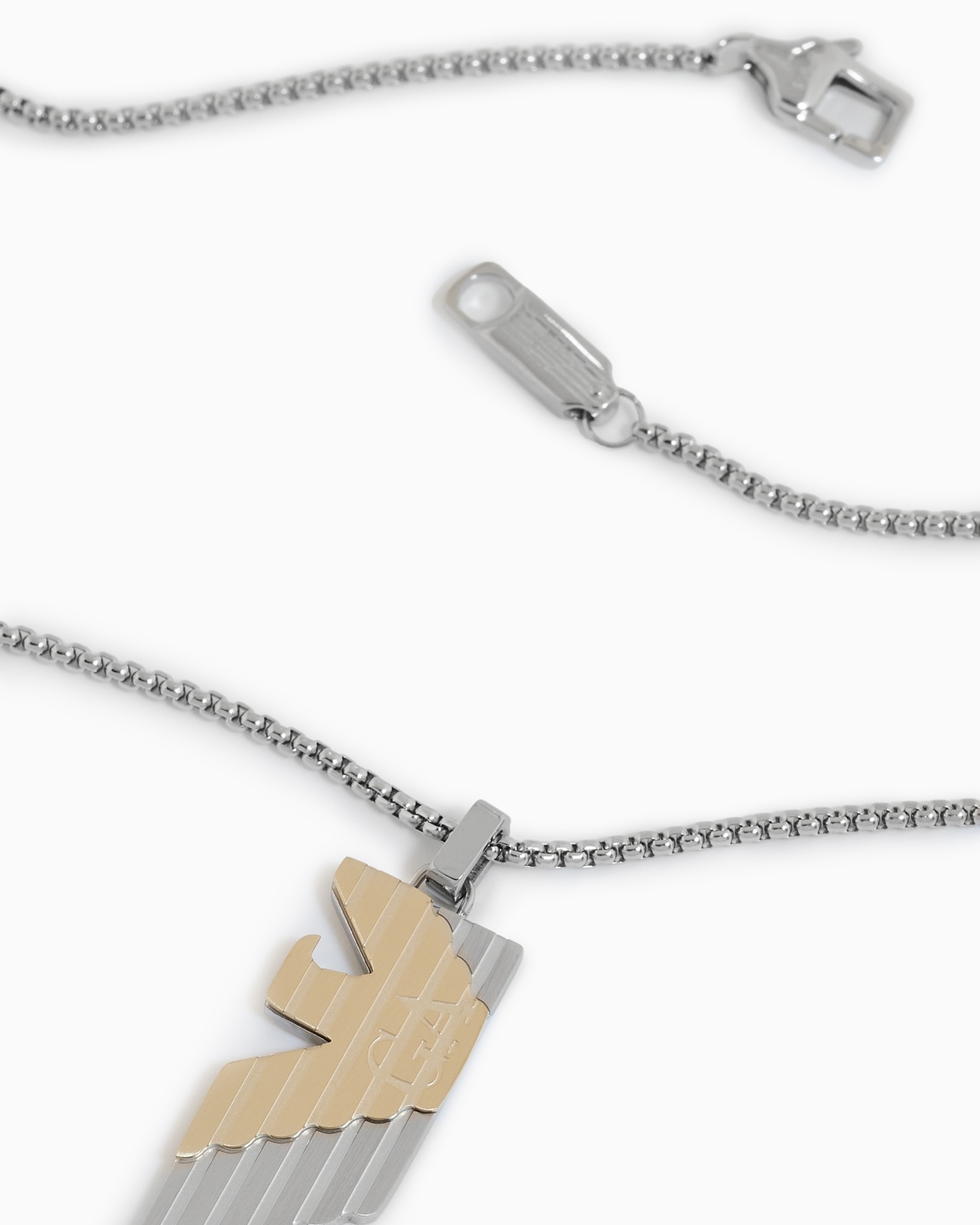 TWO-TONE STAINLESS STEEL PENDANT NECKLACE - 3