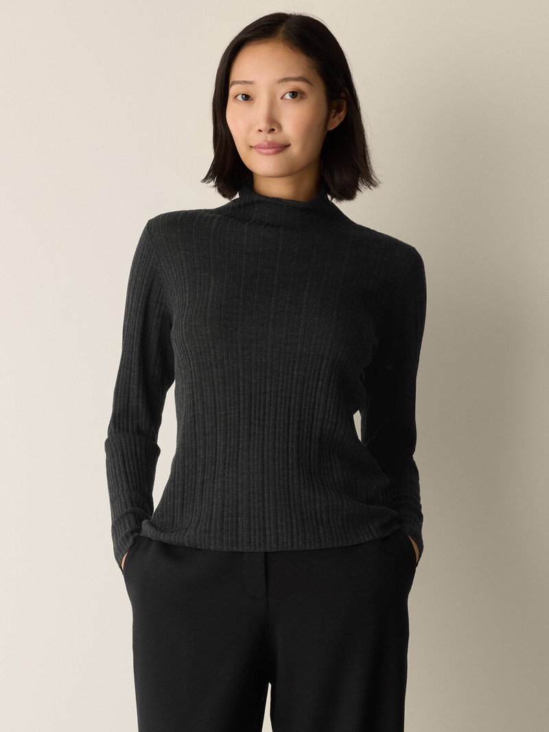 EILEEN FISHER Superfine Merino Turtleneck Top in Regenerative Wool outlook