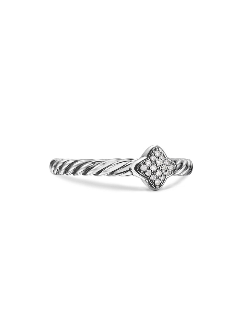 Women's Cable Collectibles Quatrefoil Stack Ring in Sterling Silver - Diamond 1