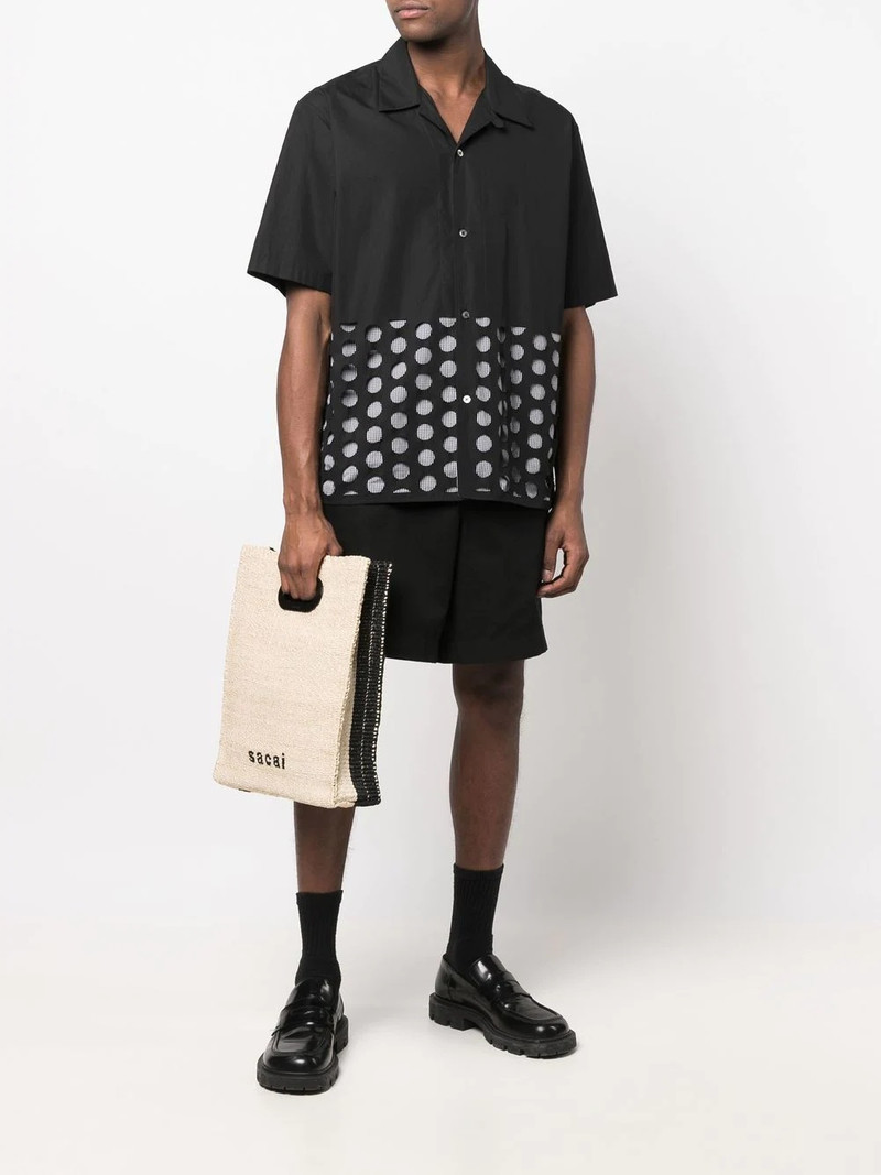 sacai logo-embroidered woven tote bag outlook