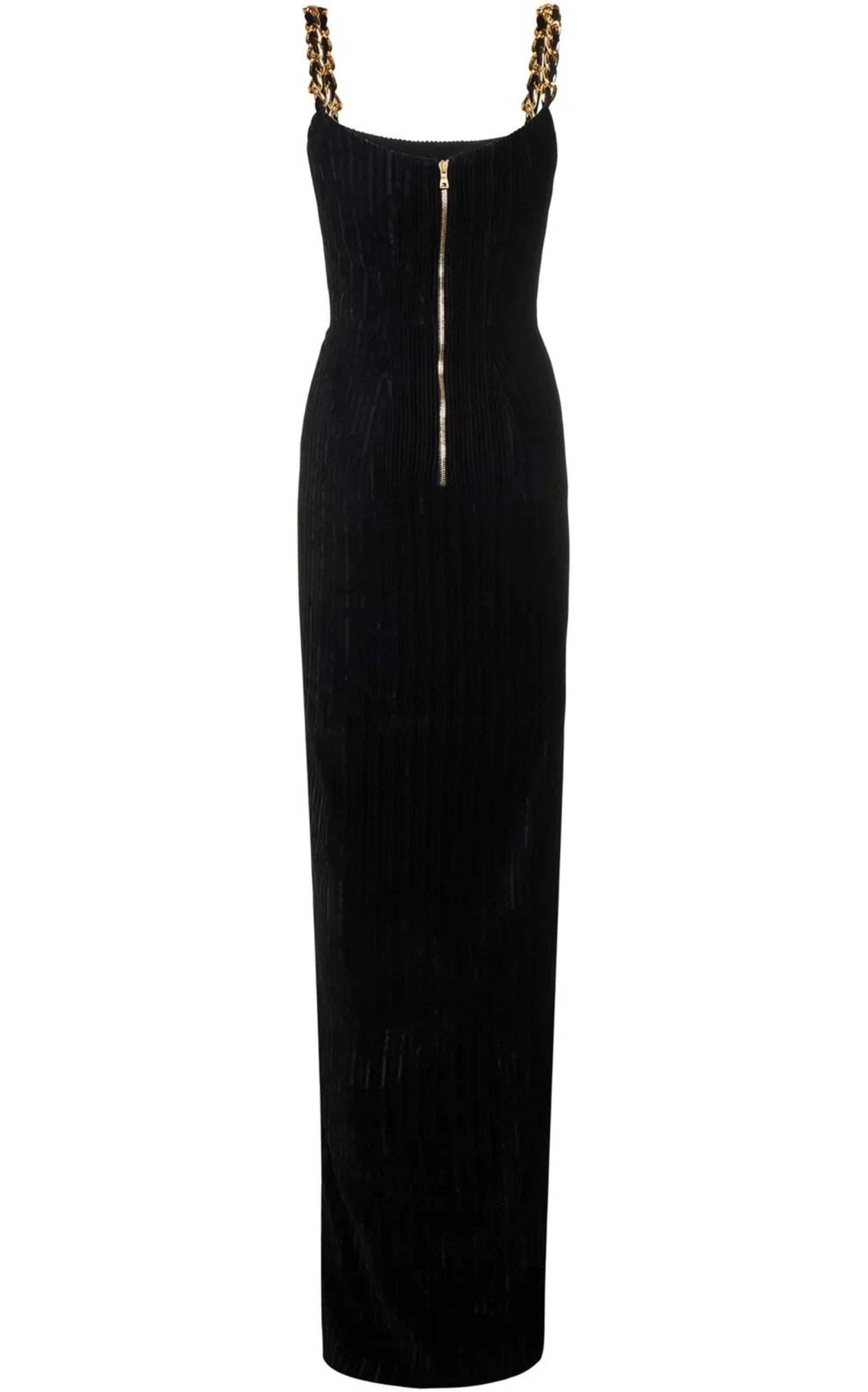 Front Slit Chain Linked Maxi Dress - 6