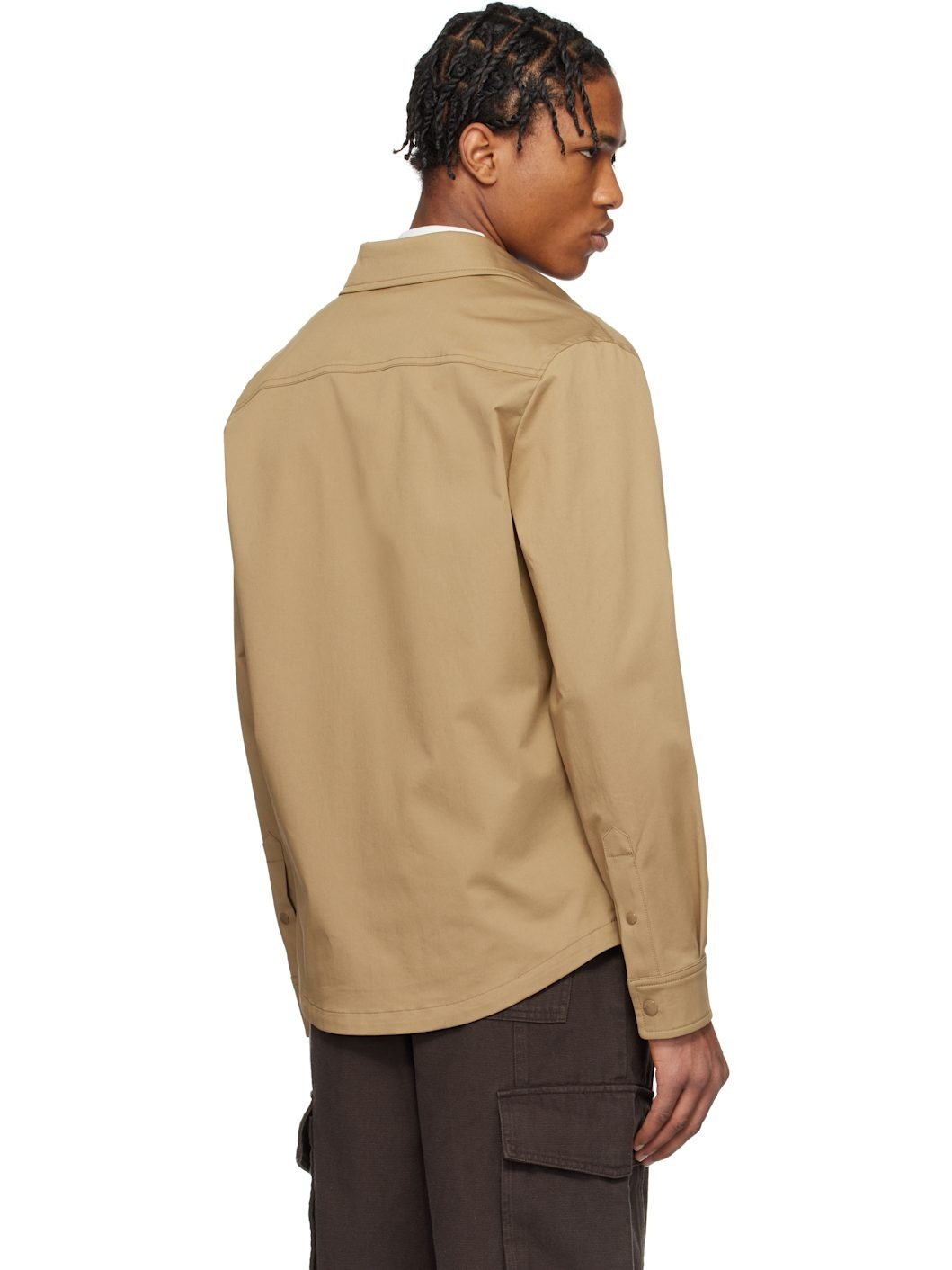 Beige Cotton Gabardine Overshirt - 3