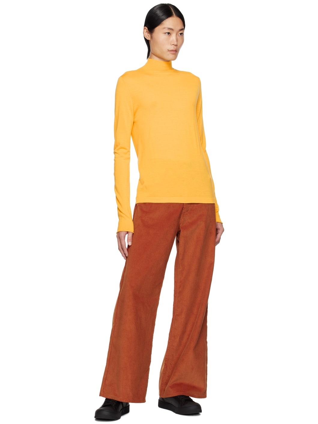 Yellow Embroidered Turtleneck - 4
