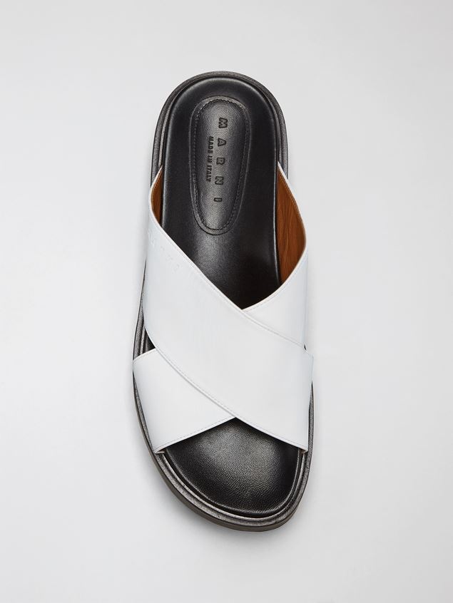 CRISS-CROSS WEDGE IN WHITE CALF LEATHER - 4