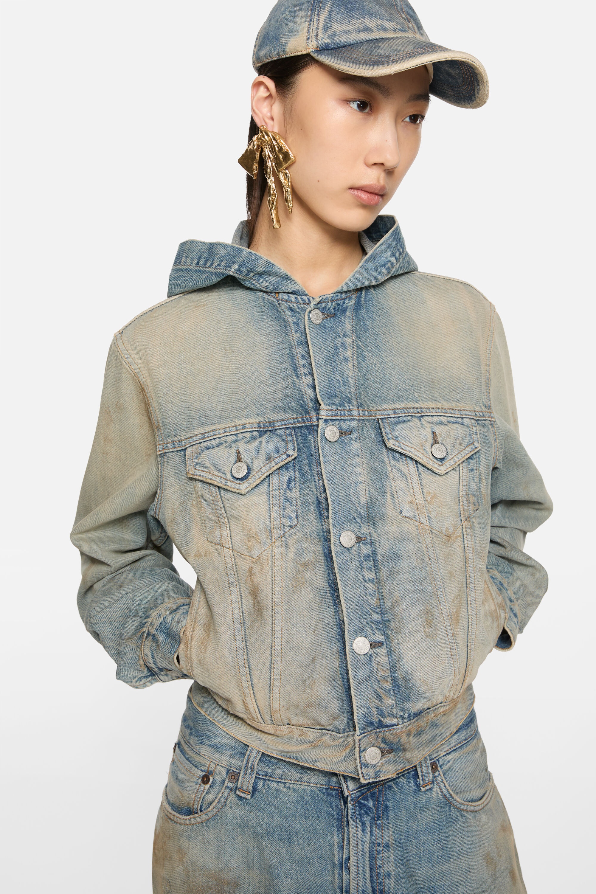 Denim jacket with hood - Mid Blue - 5
