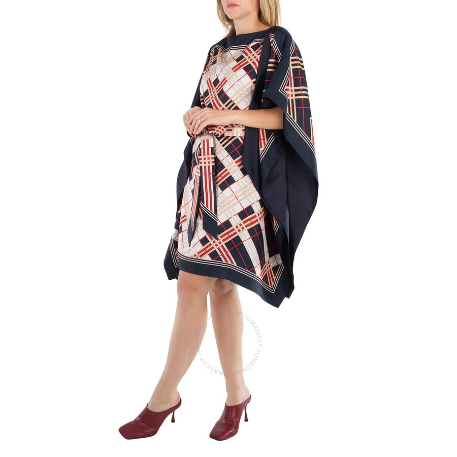Burberry Abstract Check Print Silk Belted Cape - 4