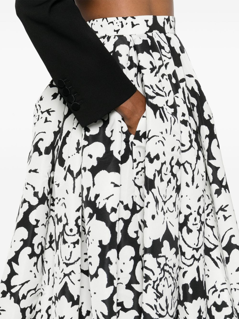 Damask-print faille midi skirt - 5