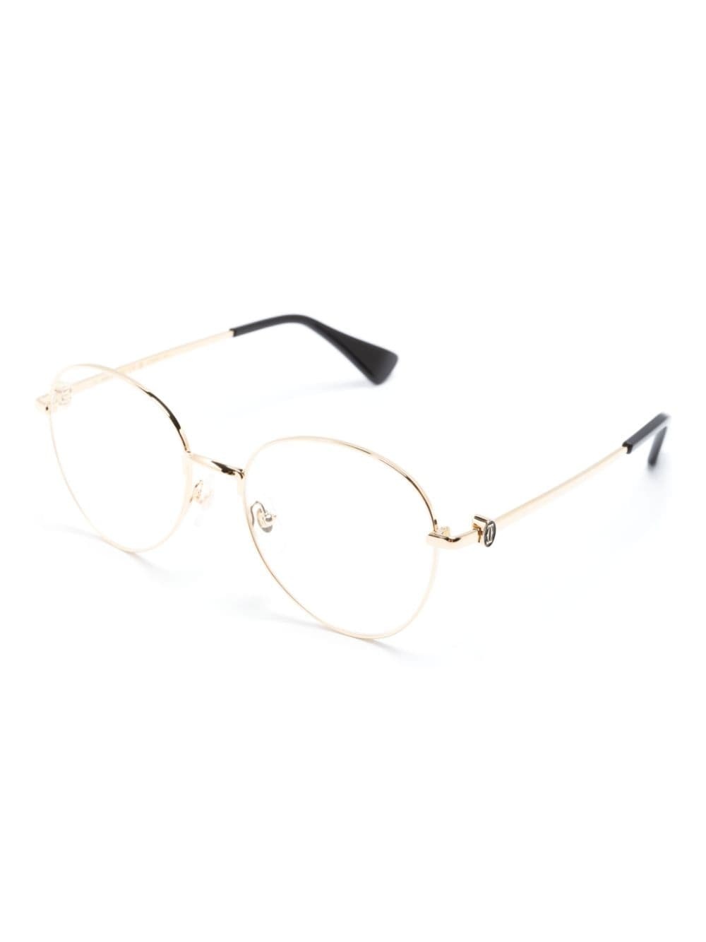 logo-engraved round-frame glasses - 2