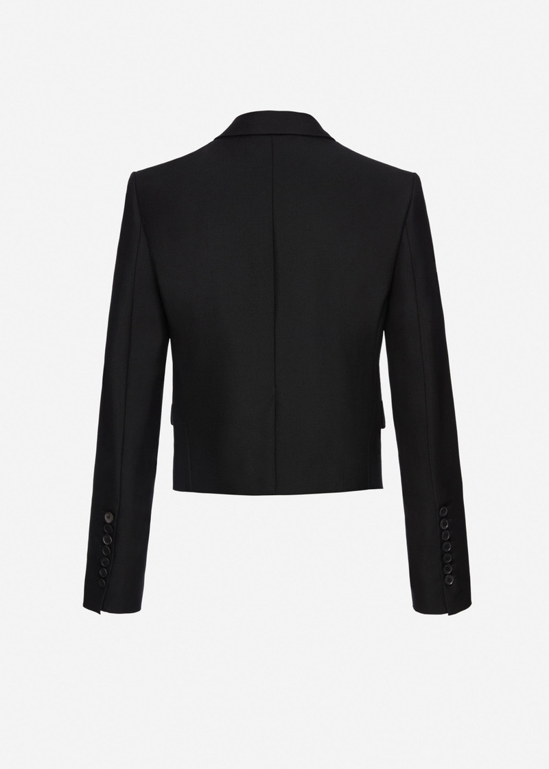 Cropped wool and mohair blazer in black 2