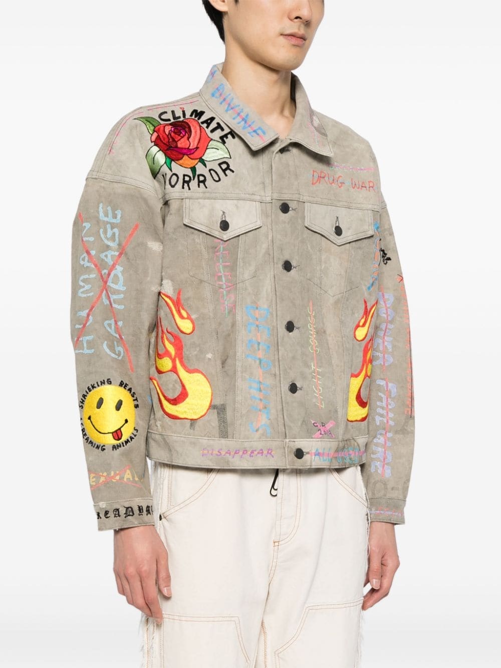 graphic-print button-up jacket - 3