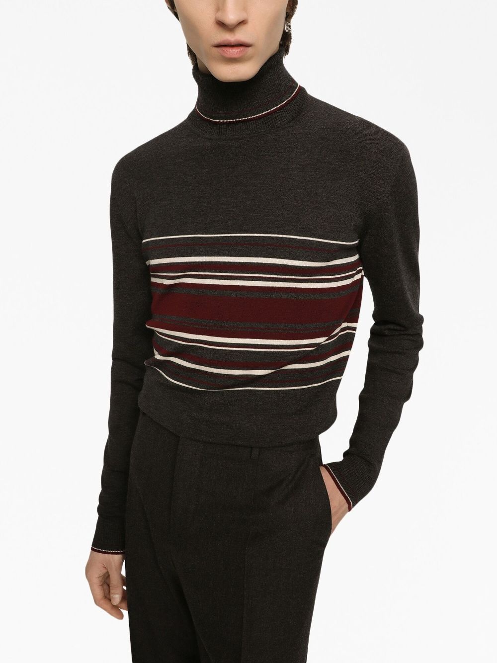 striped roll-neck wool jumper - 5