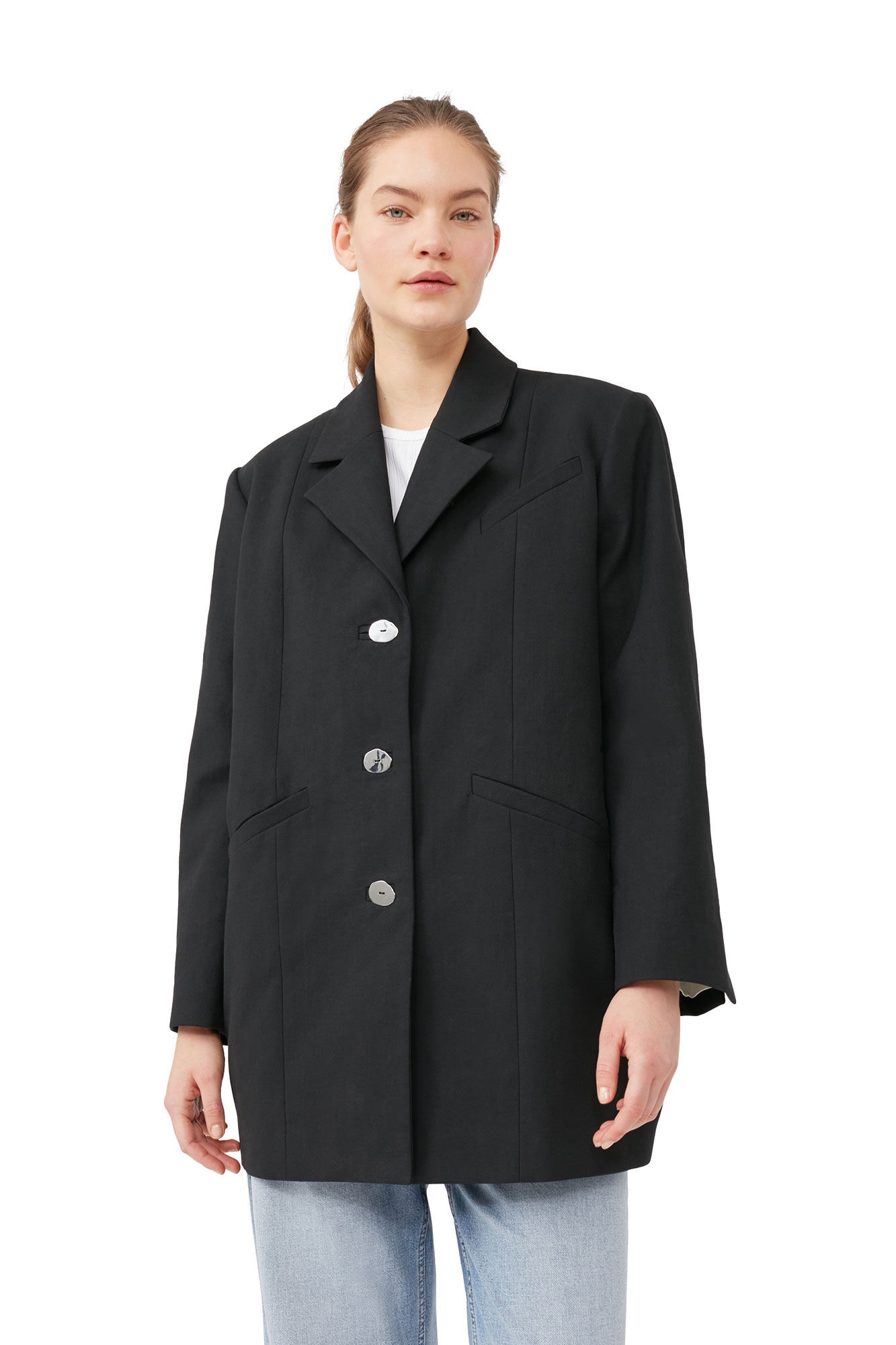 COTTON SUITING OVERSIZED BLAZER - 5