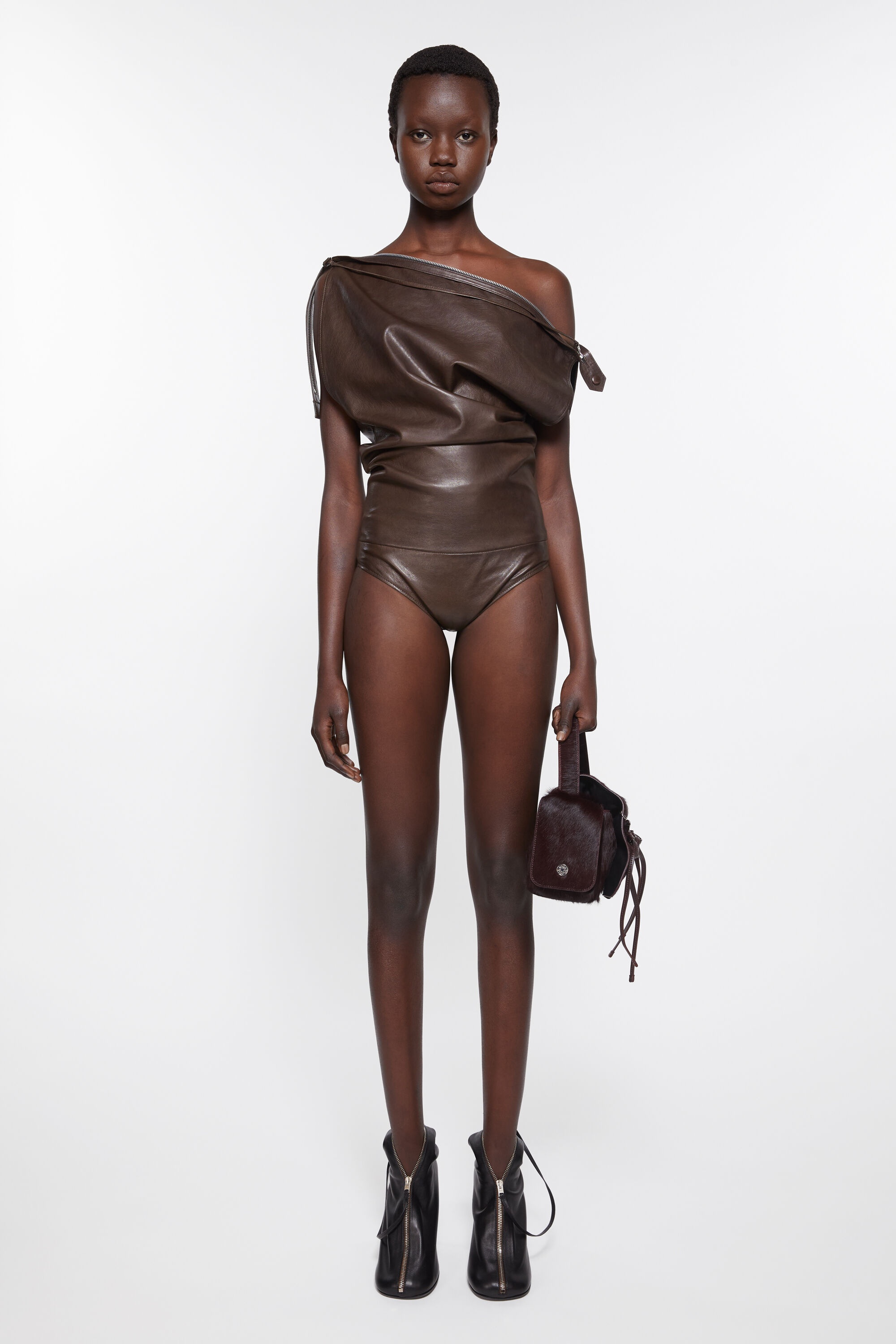 Leather bodysuit - Dark brown - 2