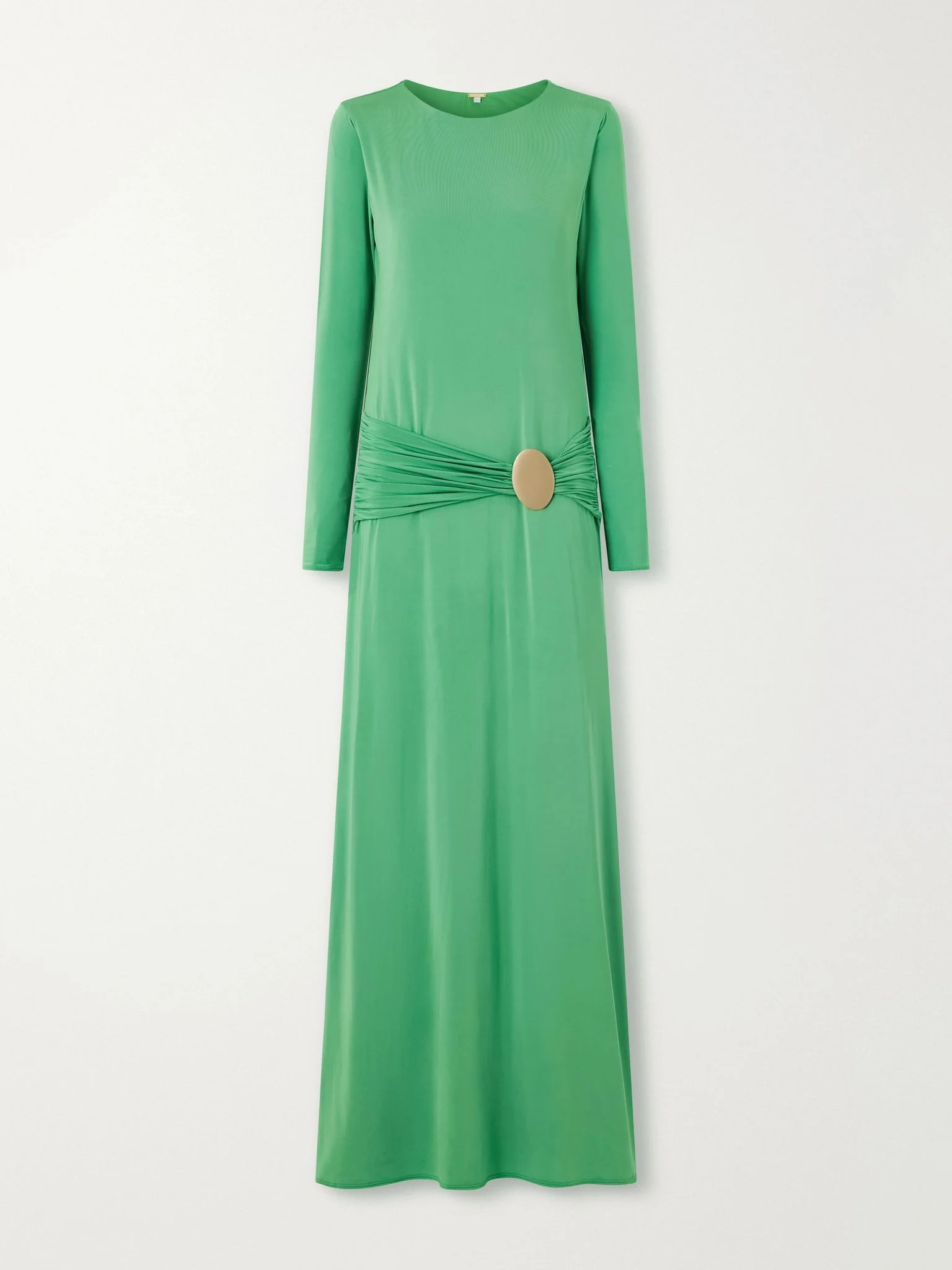 Embellished gathered stretch-jersey maxi dress Green - 1