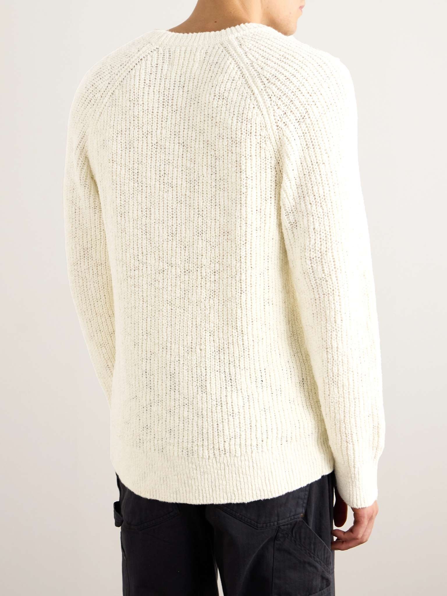 Jacobo 6642 Ribbed Organic Cotton-Blend Bouclé Sweater - 3