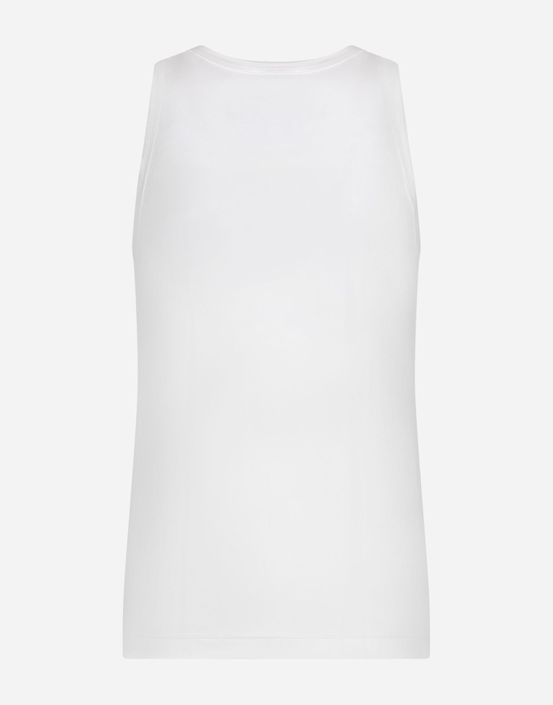 Dolce & Gabbana Two-way stretch cotton tank top with logo label outlook