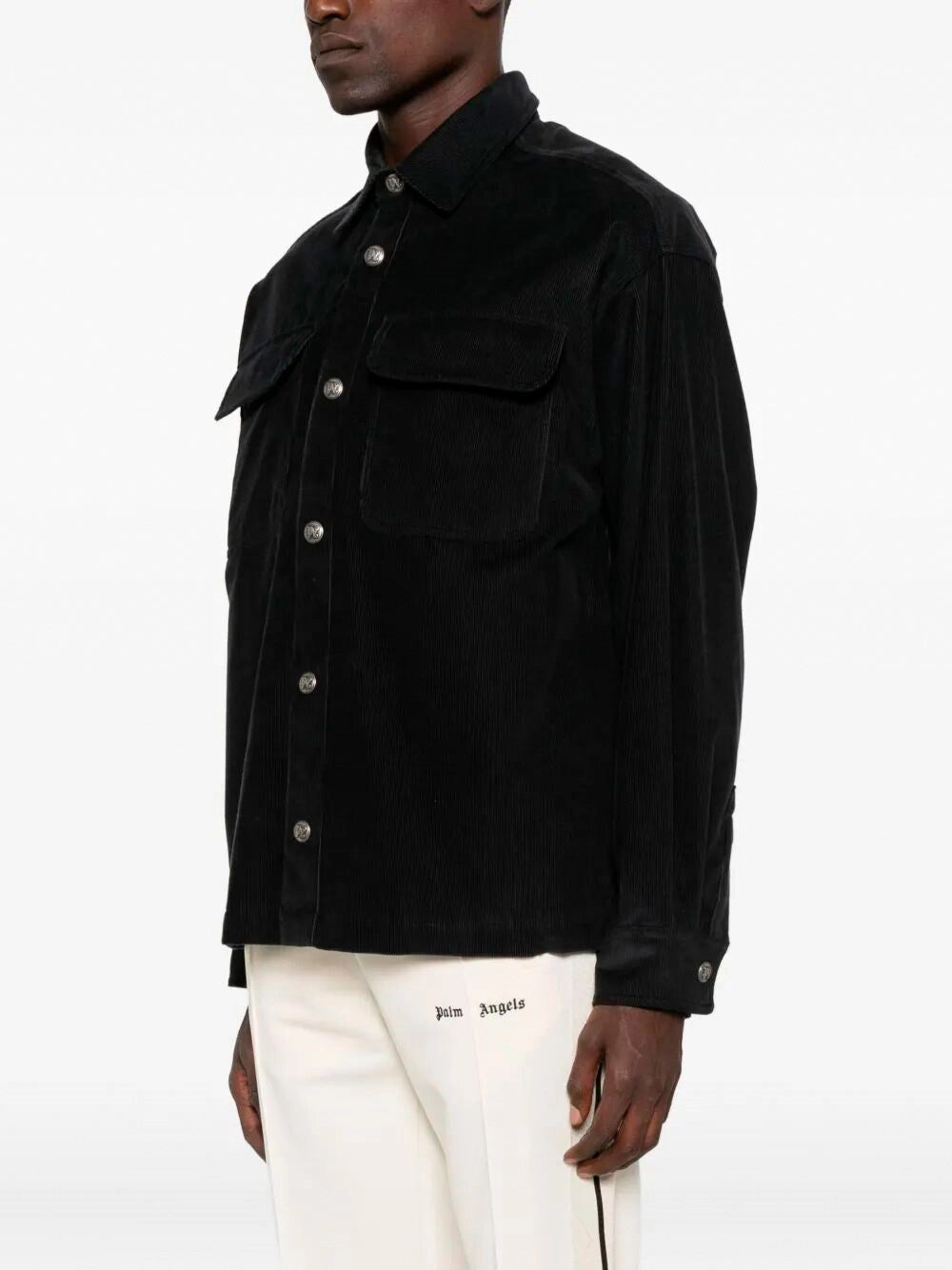 Palm Angels Men `Classic Logo` Cord Overshirt - 5