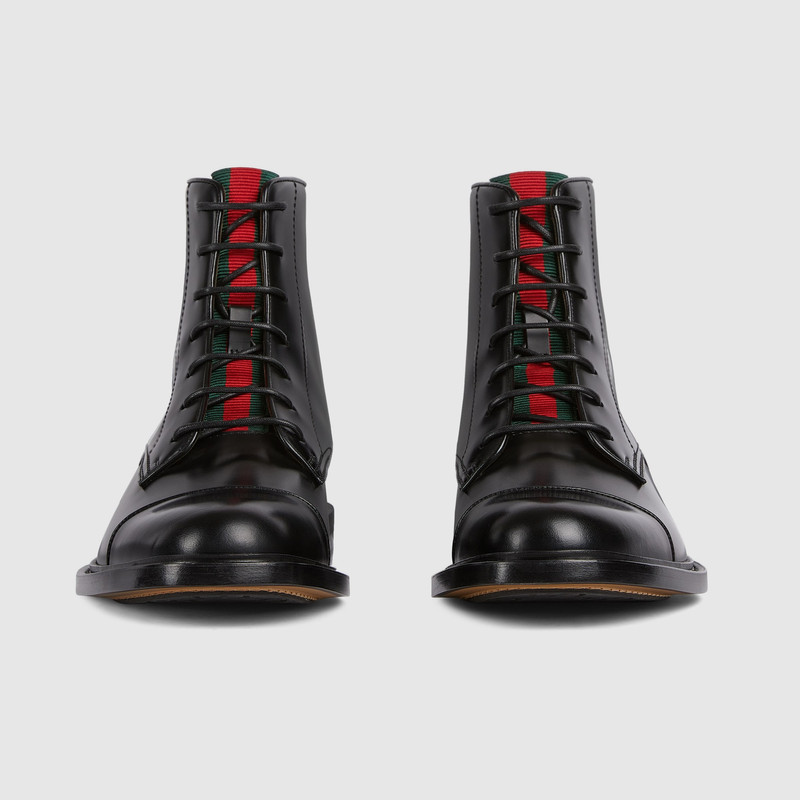 GUCCI Men's lace-up boot with Web outlook