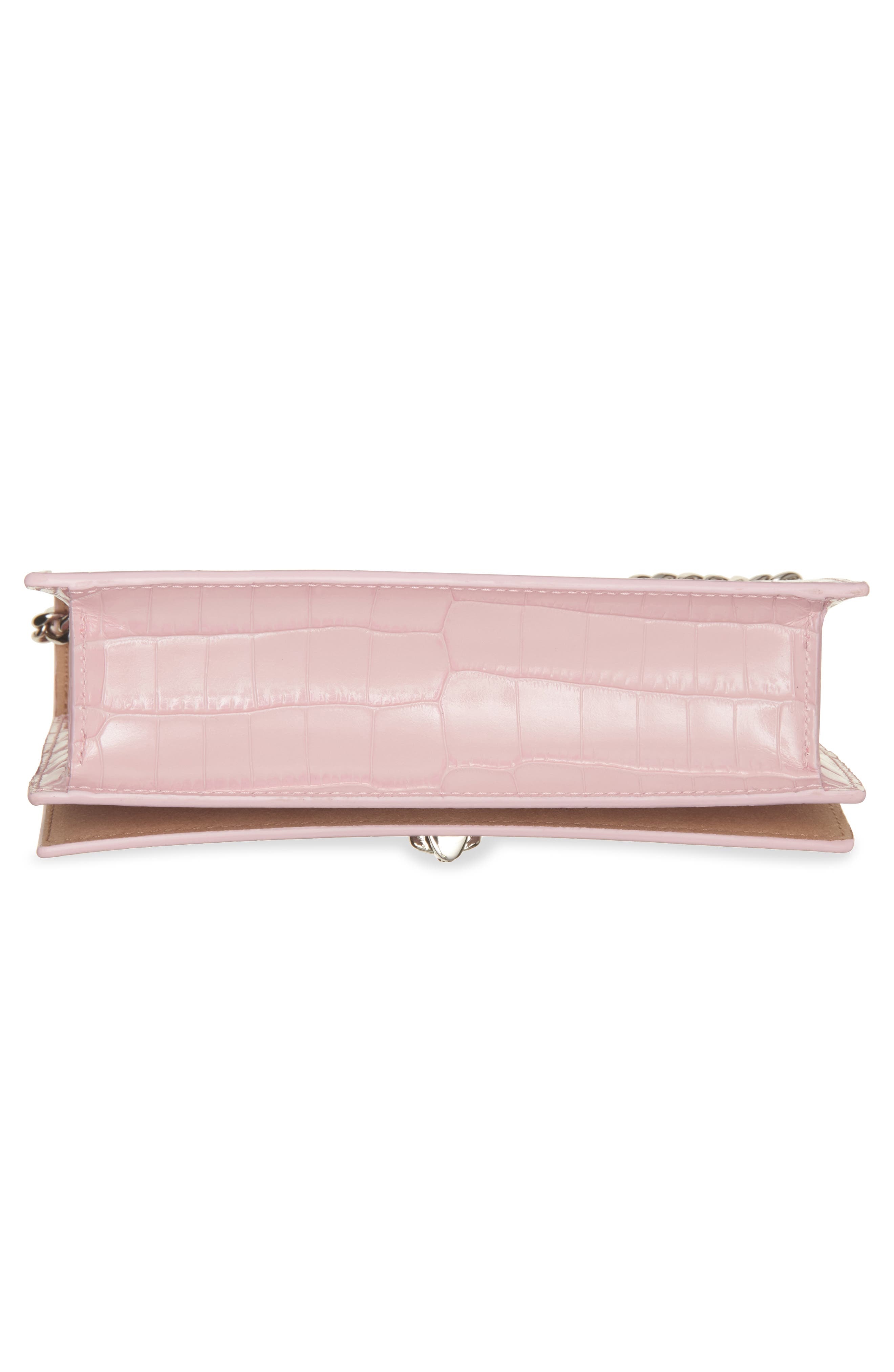 Alexander McQueen Mini Skull Croc Embossed Leather Shoulder Bag in Rose/Silver at Nordstrom - 6