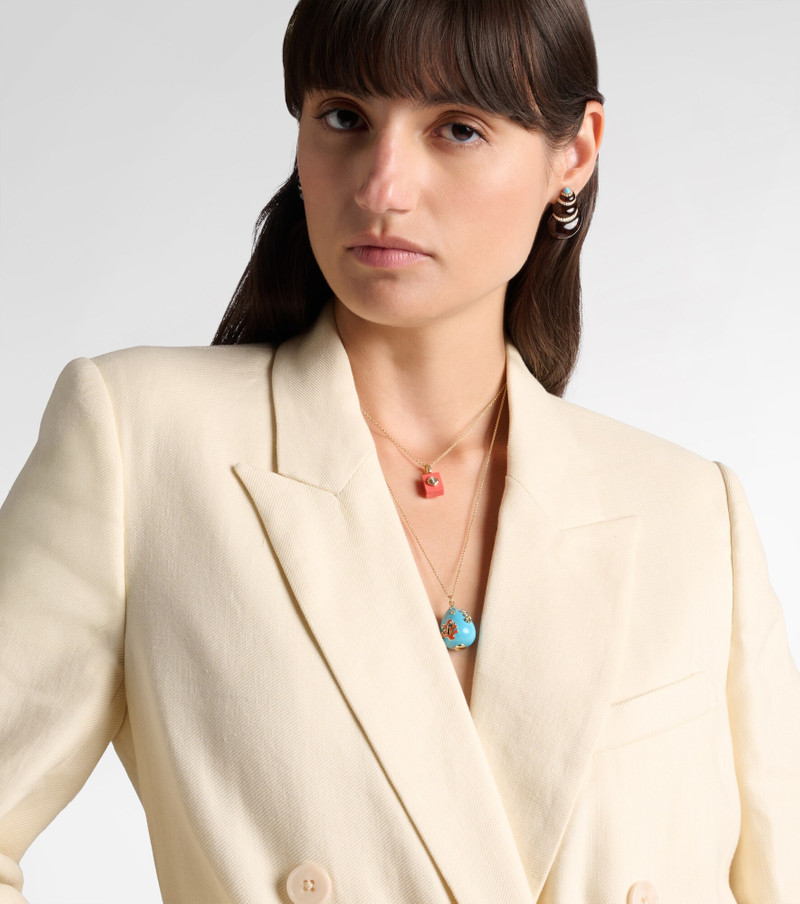 Yvonne Léon Pendentif L'océan 9kt gold necklace with turquoise, diamonds, and gemstones outlook