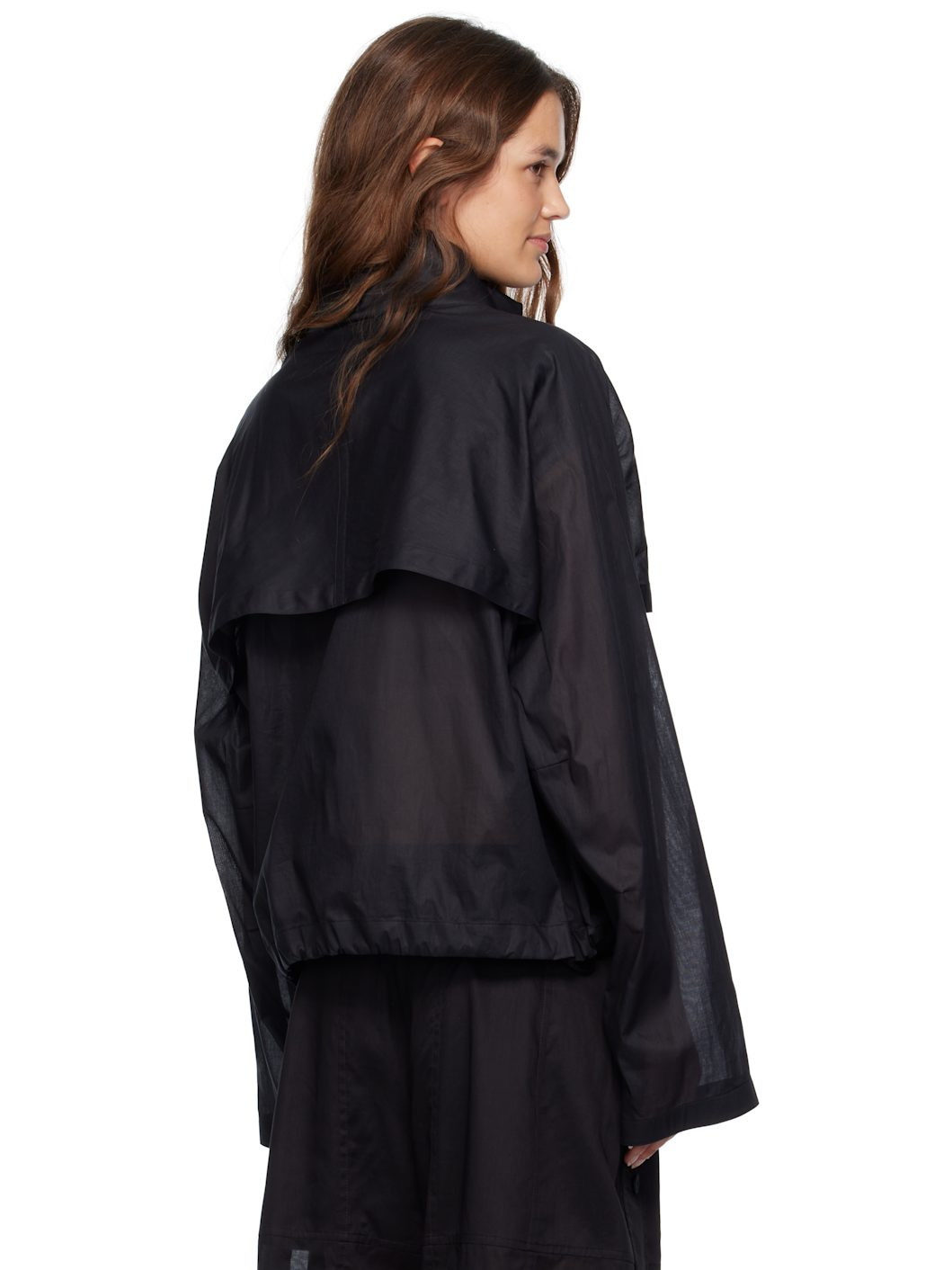 Black Cotton Muslin Jacket - 3