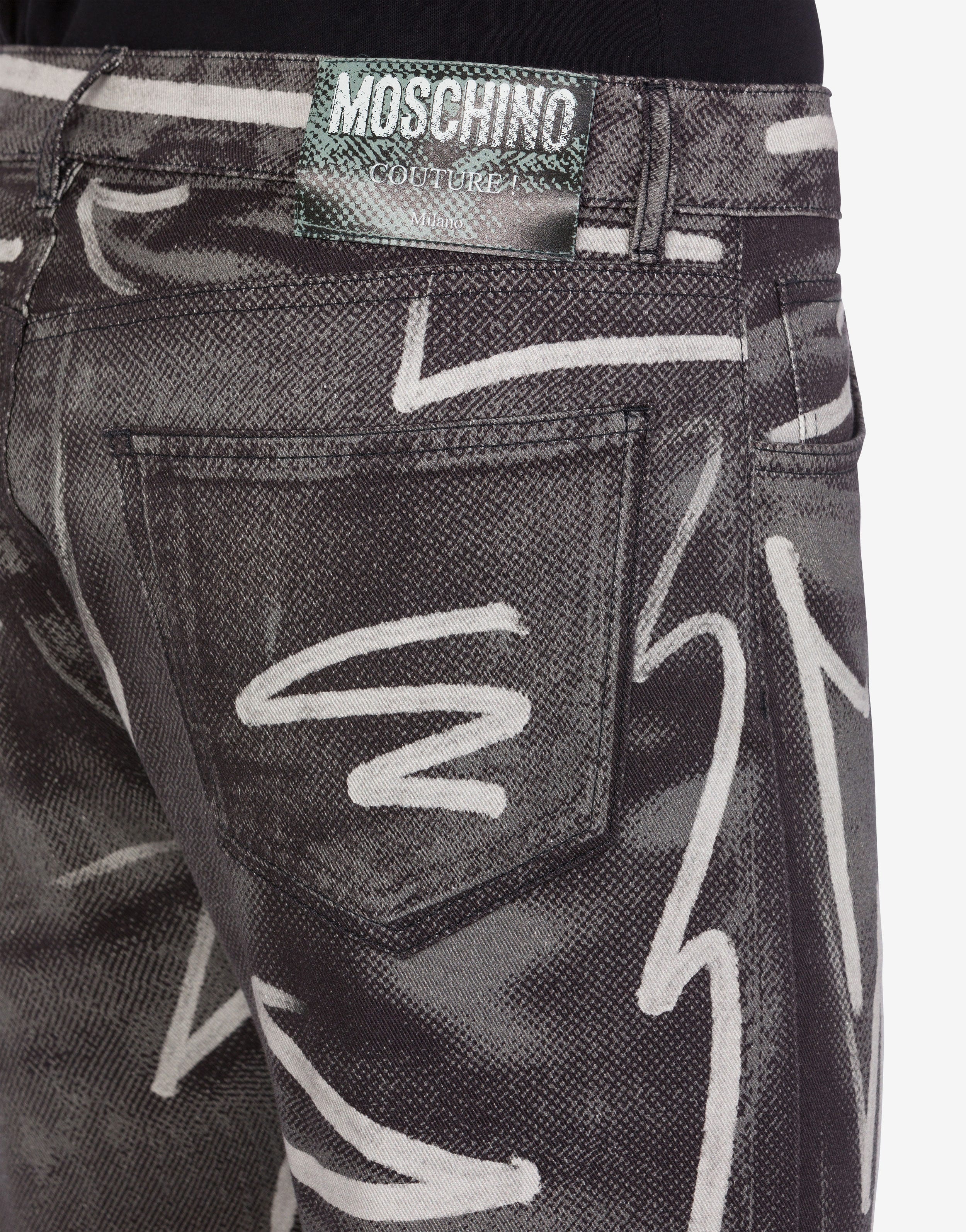 SHADOWS & SQUIGGLES COTTON BULL DENIM TROUSERS - 4